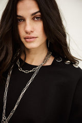 Kimono-Style Puffed Top Branny Black