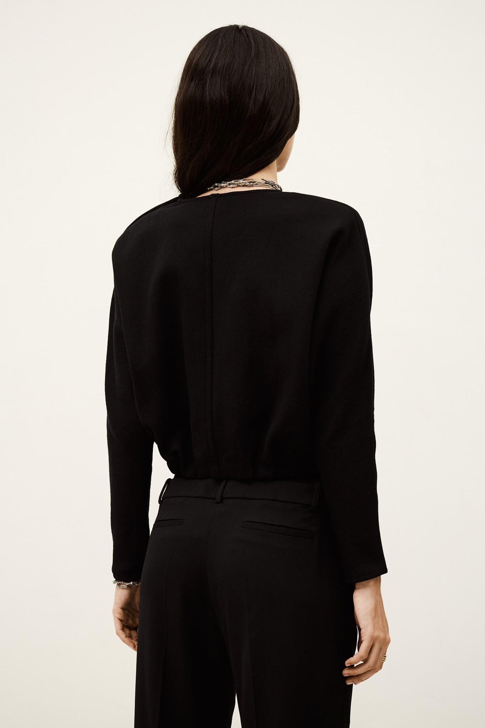 Kimono-Style Puffed Top Branny Black
