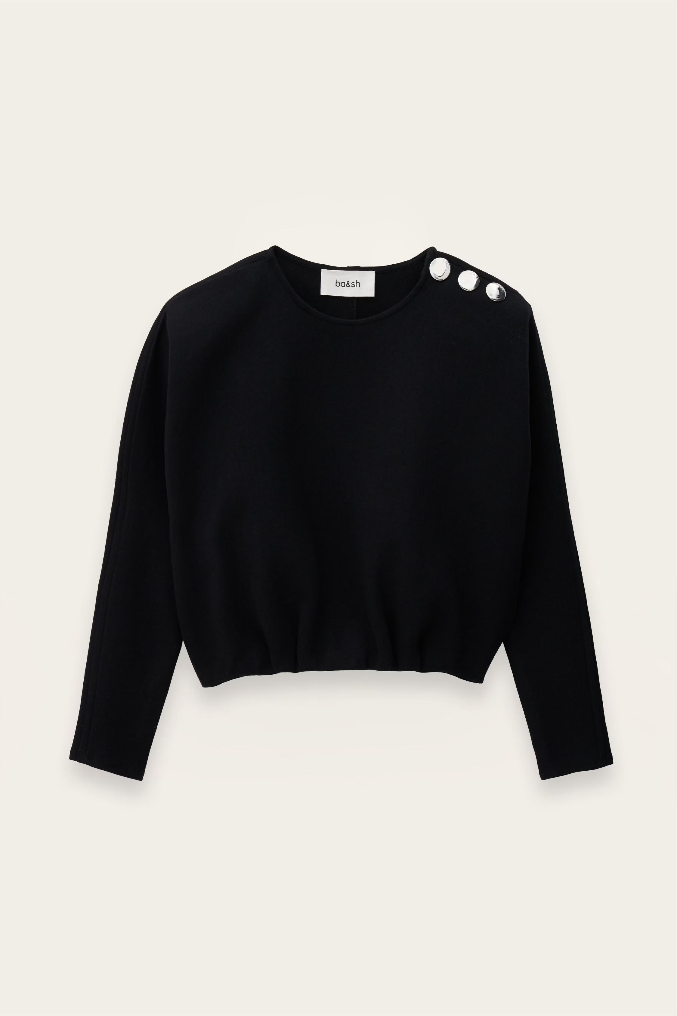 Kimono-Style Puffed Top Branny Black
