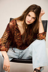 Patterned Blouse, Sleeves Odetta Red