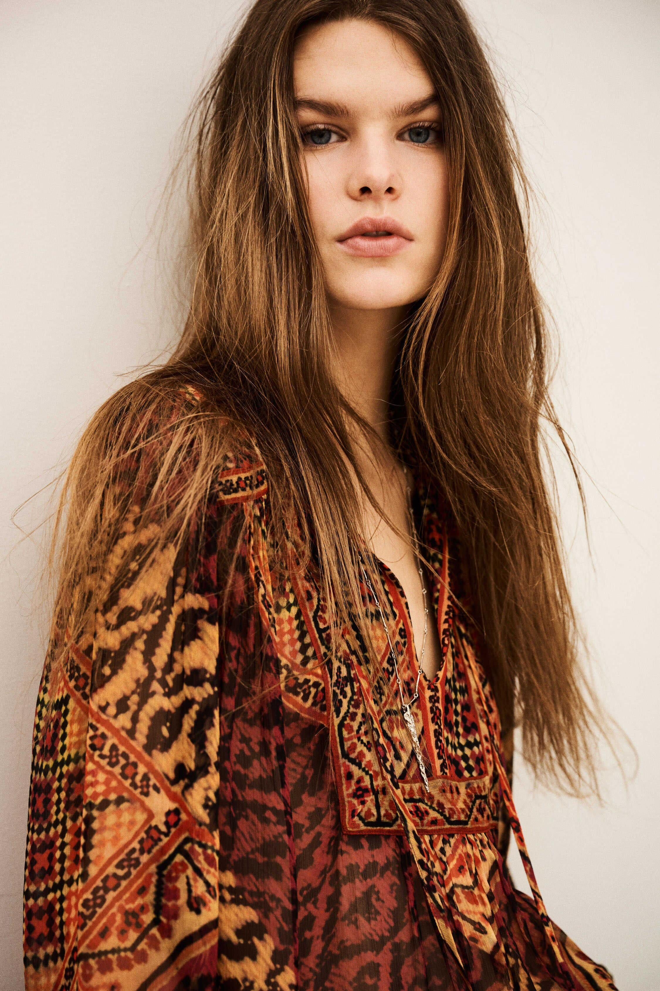 Patterned Blouse, Sleeves Odetta Red