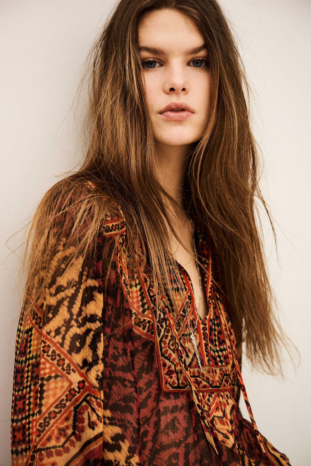 Patterned Blouse, Sleeves Odetta Red