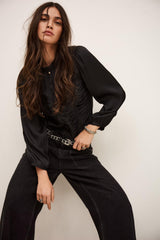 Fitted Satin-Finish Top Cimila Black