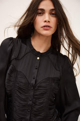Fitted Satin-Finish Top Cimila Black