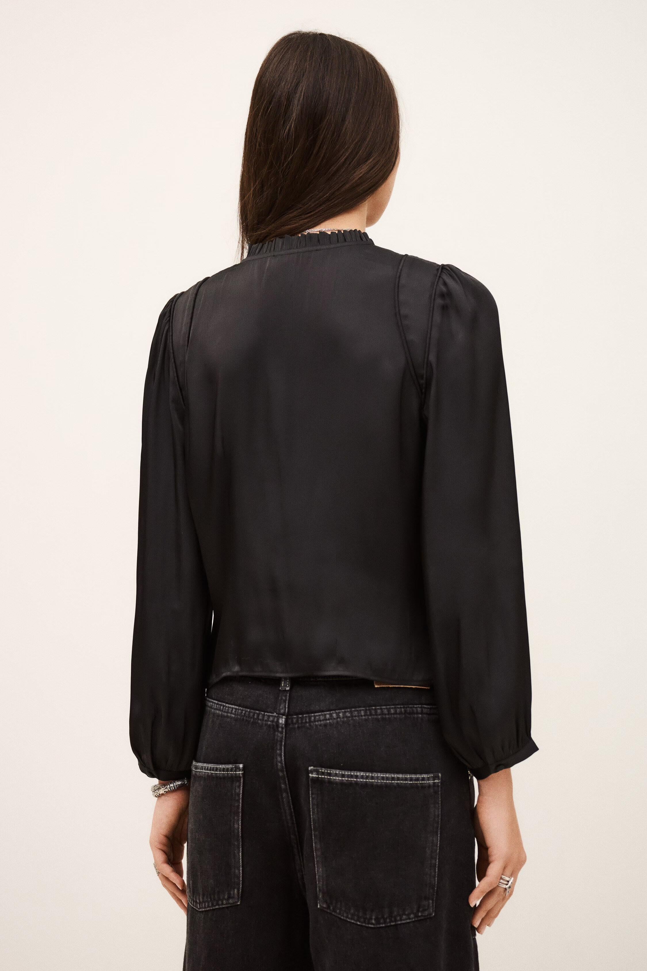 Fitted Satin-Finish Top Cimila Black