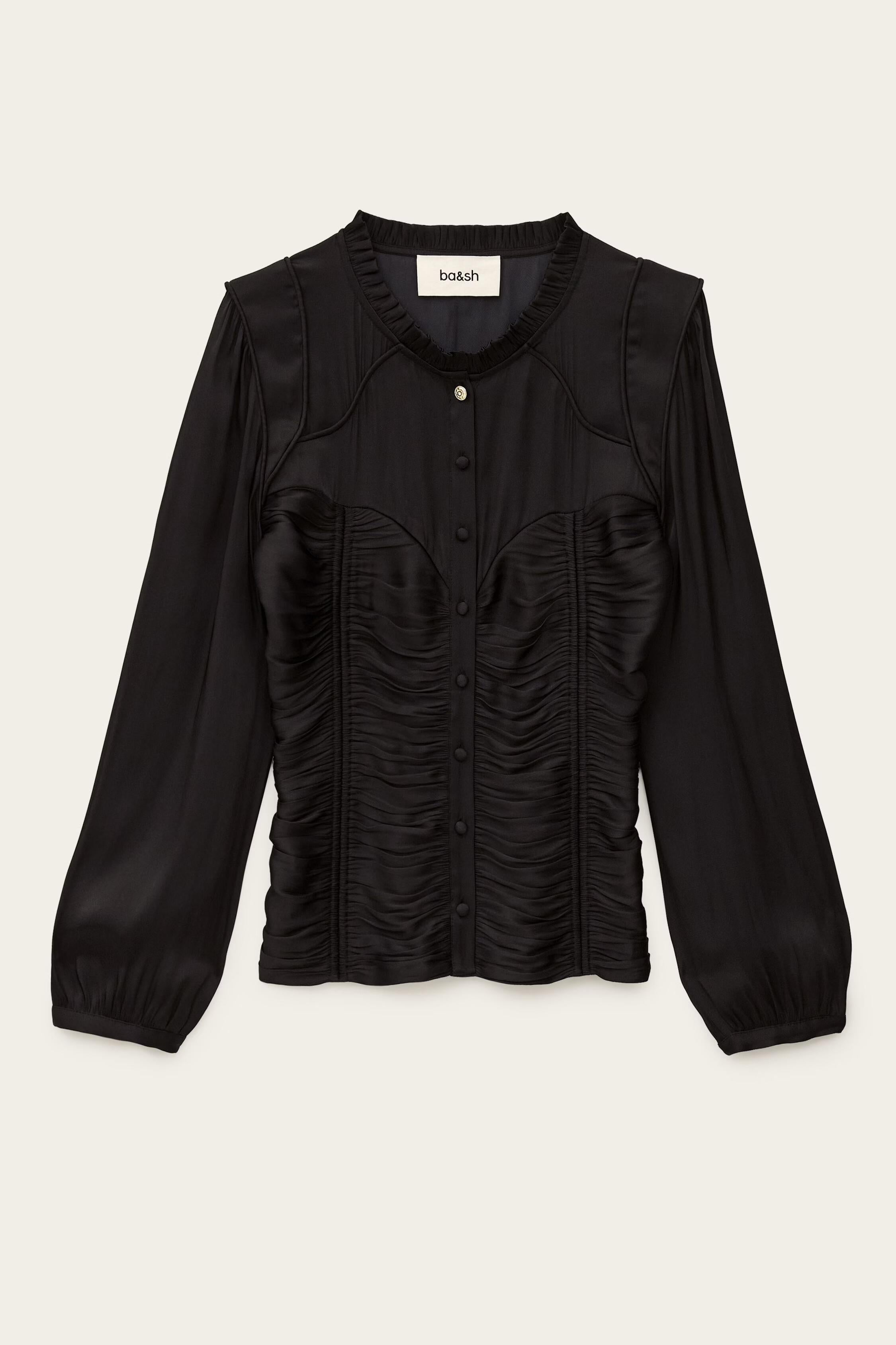 Fitted Satin-Finish Top Cimila Black