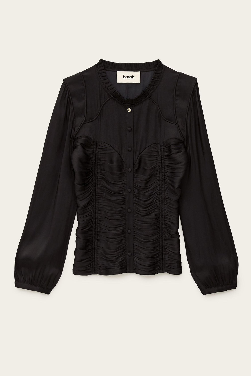 Fitted Satin-Finish Top Cimila Black