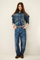 Textured Cargo Jeans Moyce Blue