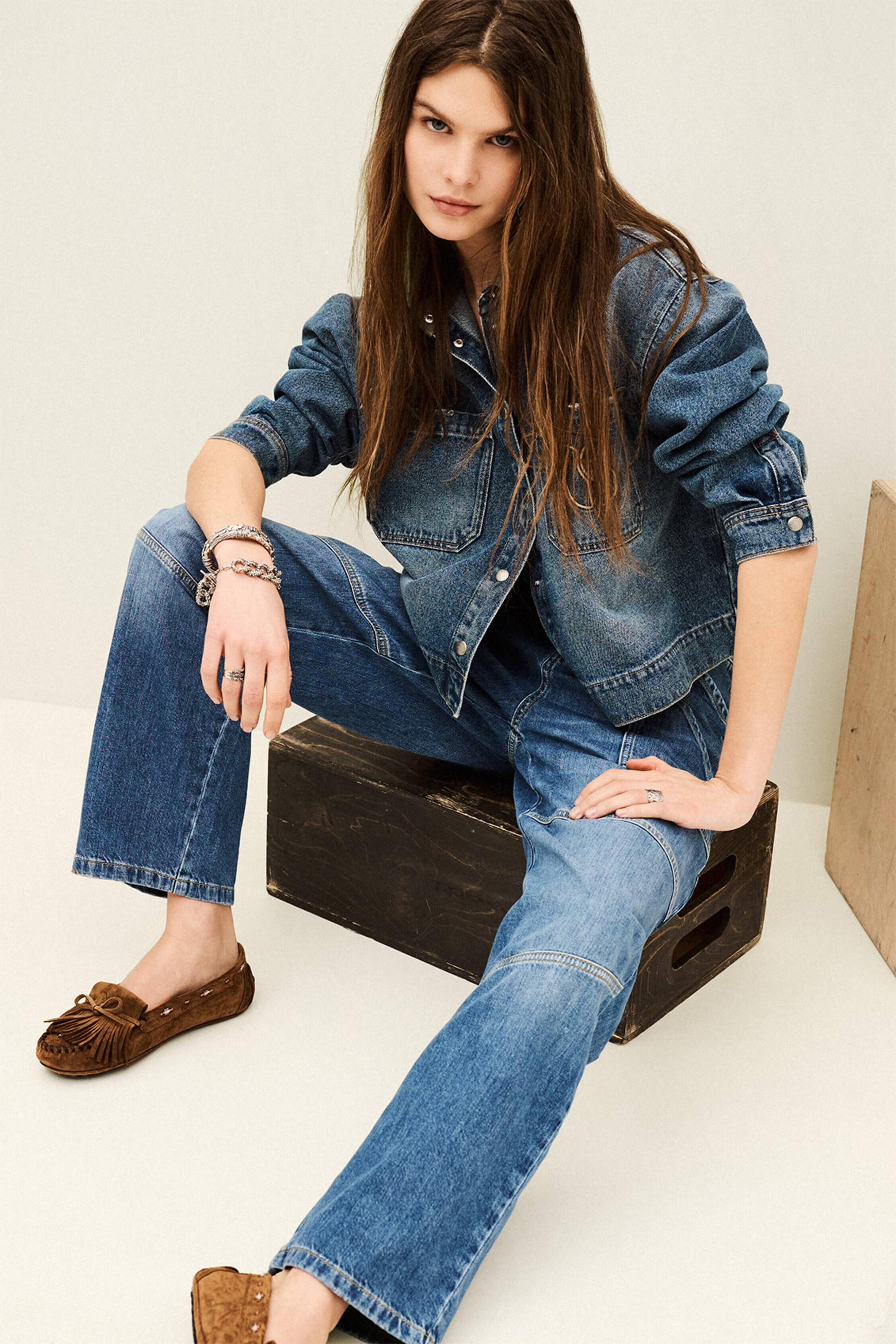 Textured Cargo Jeans Moyce Blue