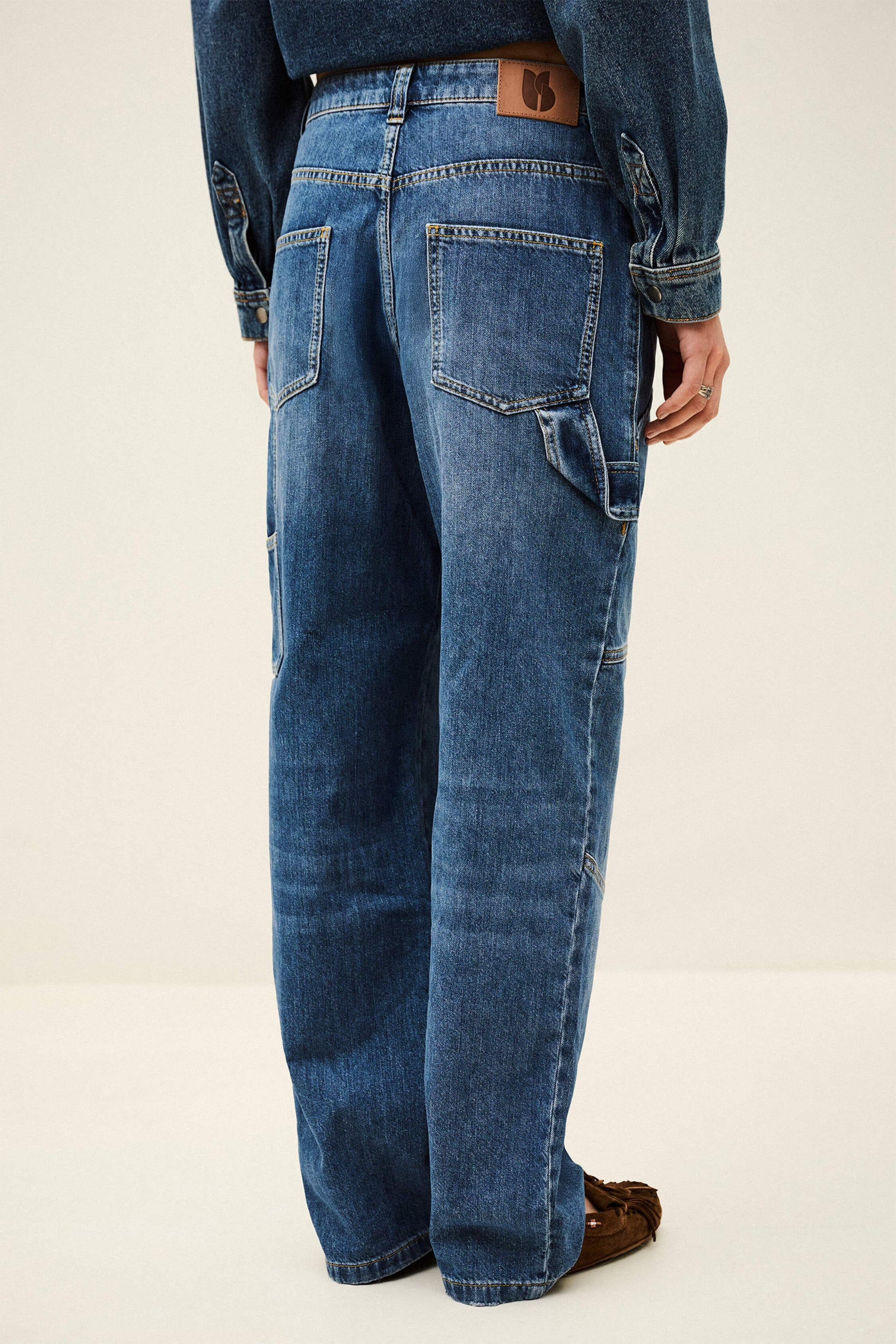 Textured Cargo Jeans Moyce Blue