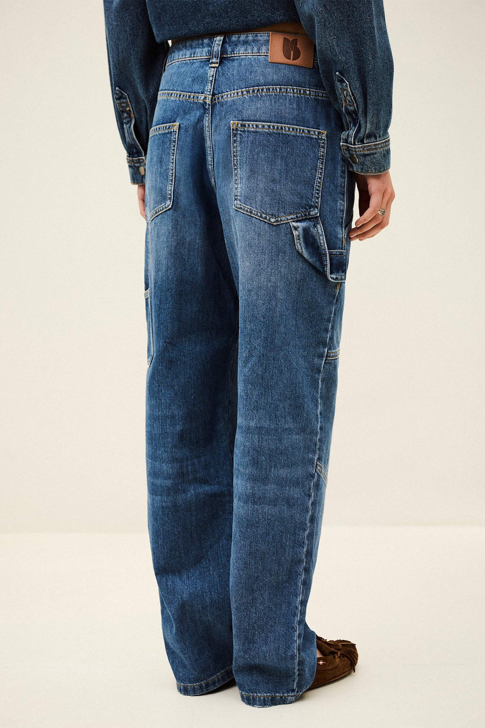 Textured Cargo Jeans Moyce Blue