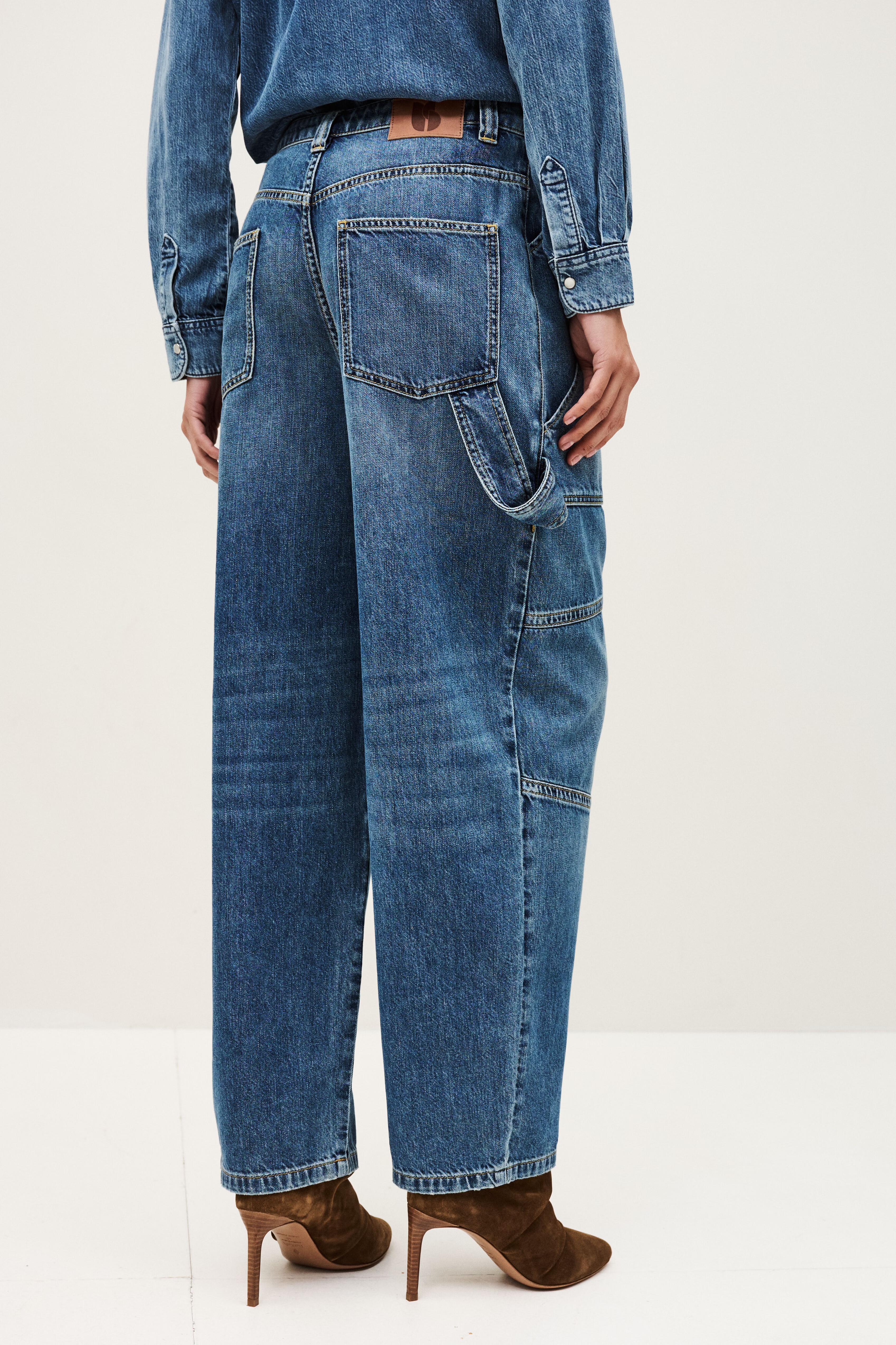 Textured Cargo Jeans Moyce Blue
