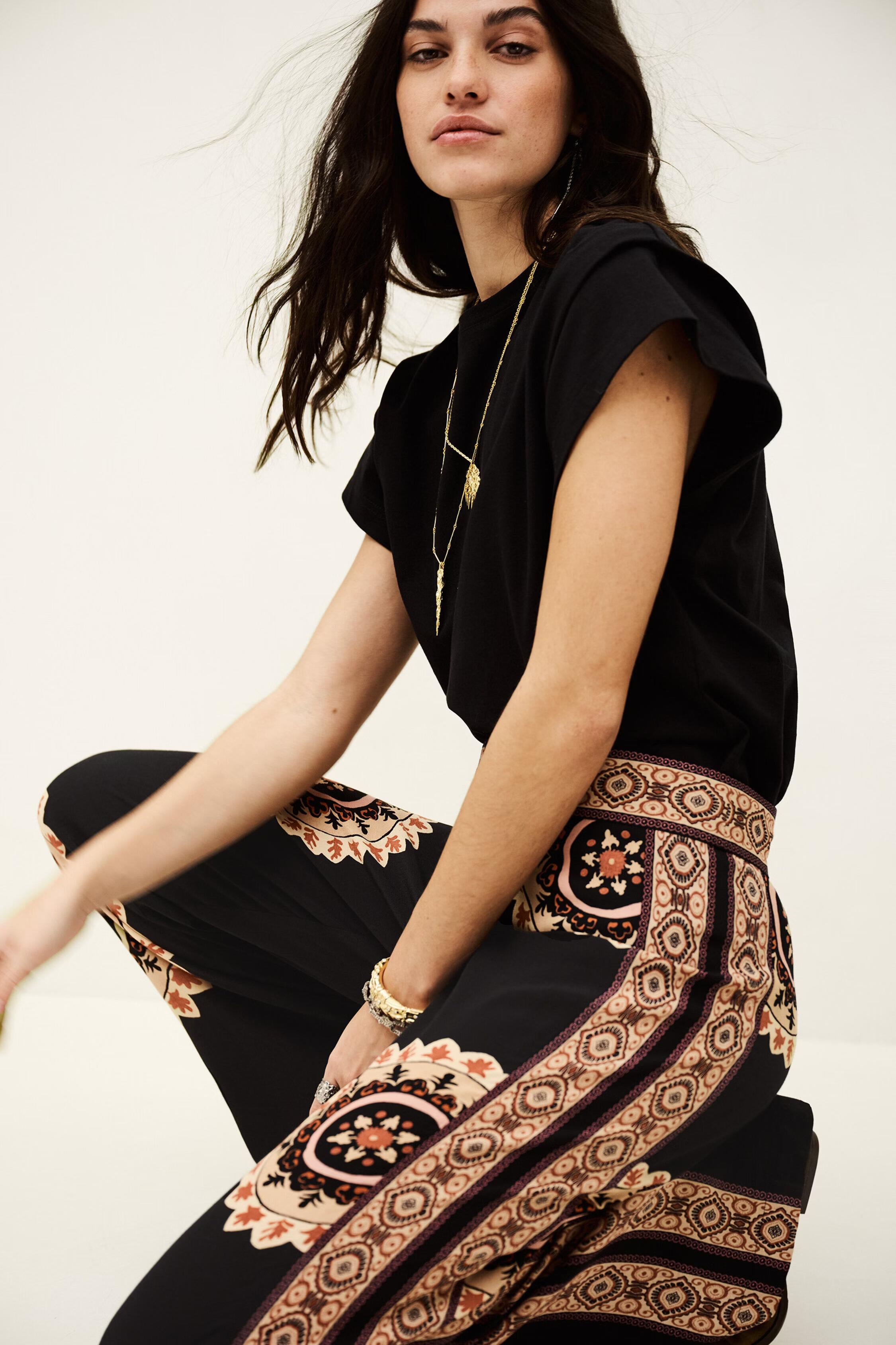 Patterned Flared Pants Valla Gray