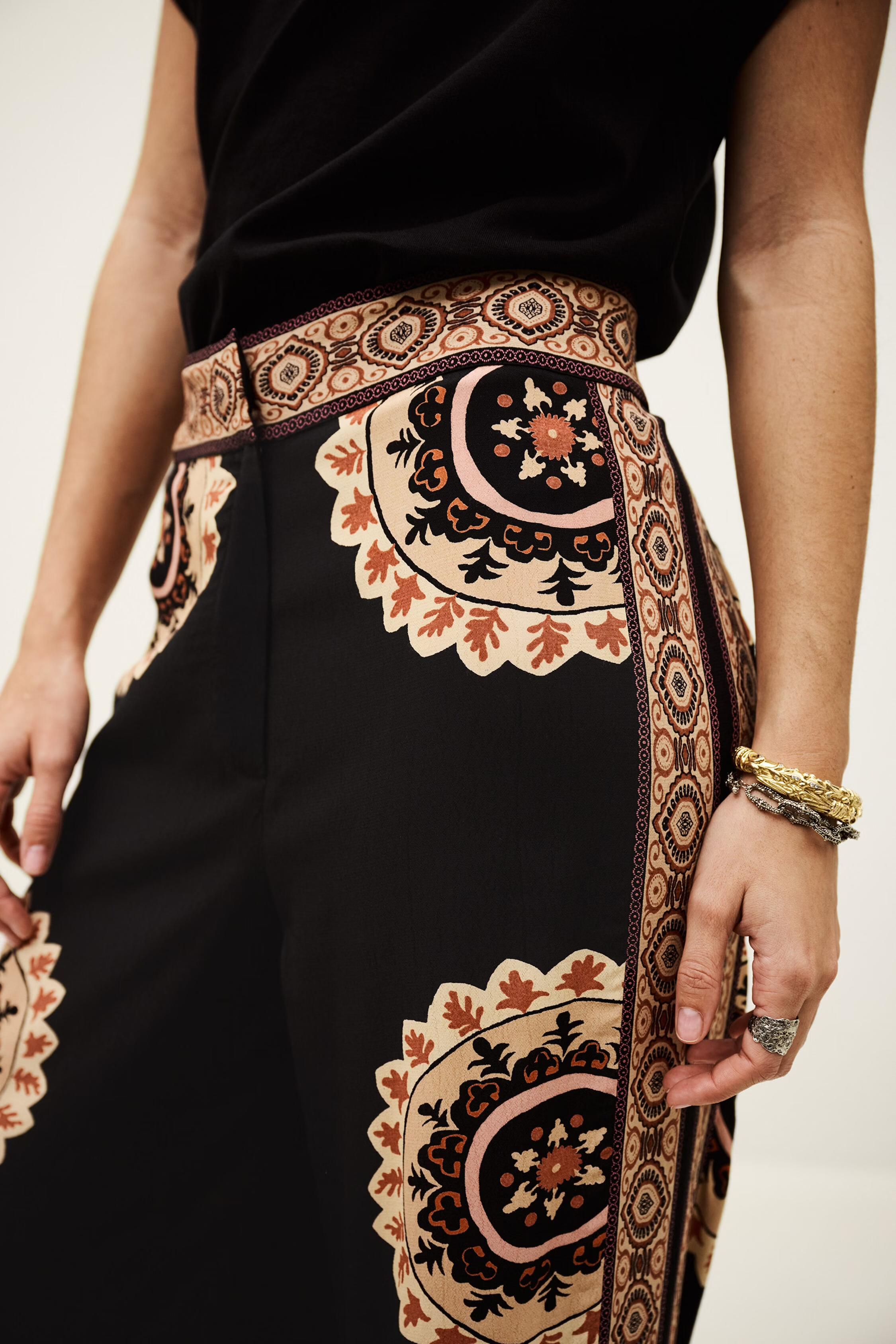 Patterned Flared Pants Valla Gray