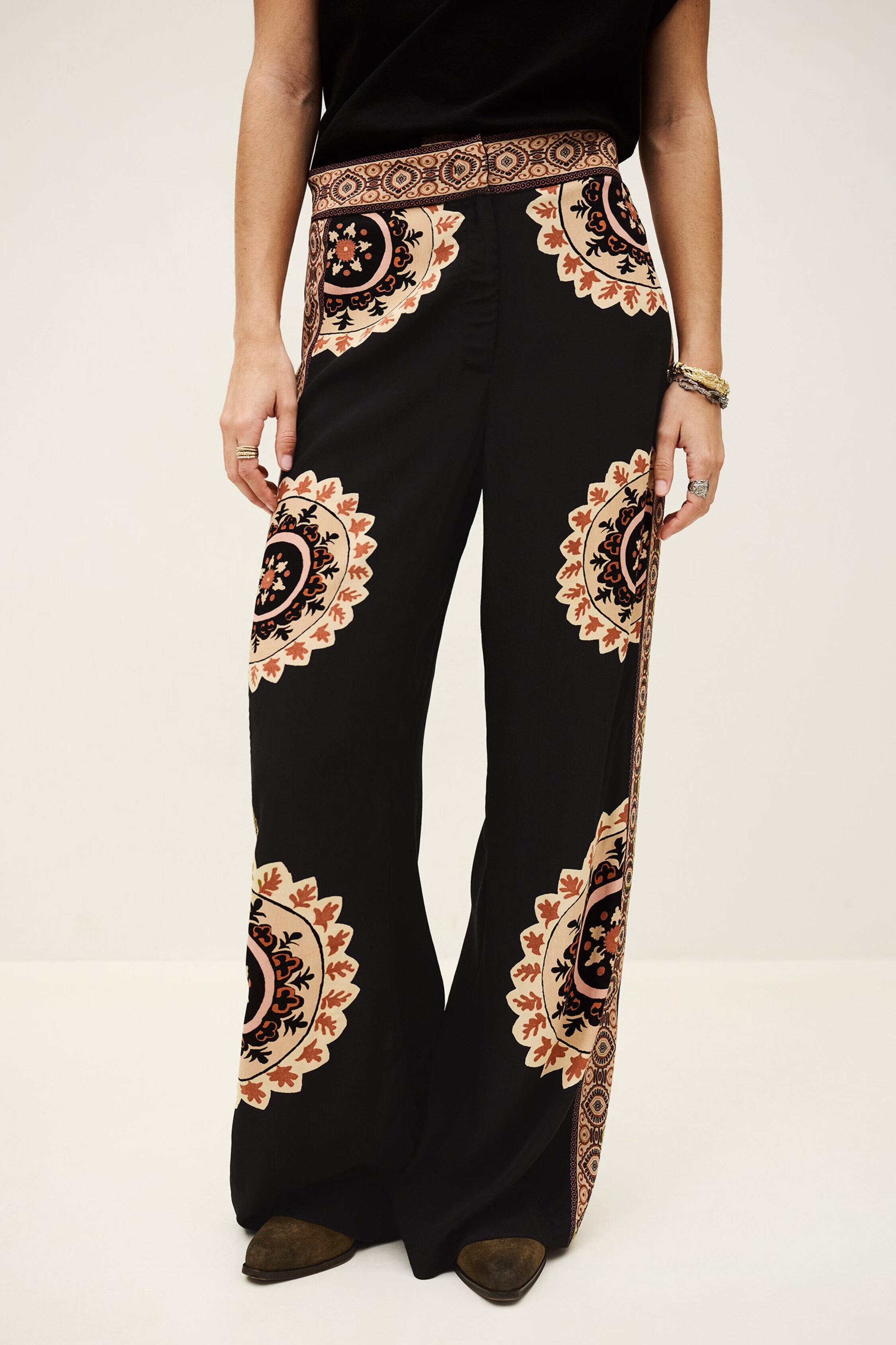 Patterned Flared Pants Valla Gray