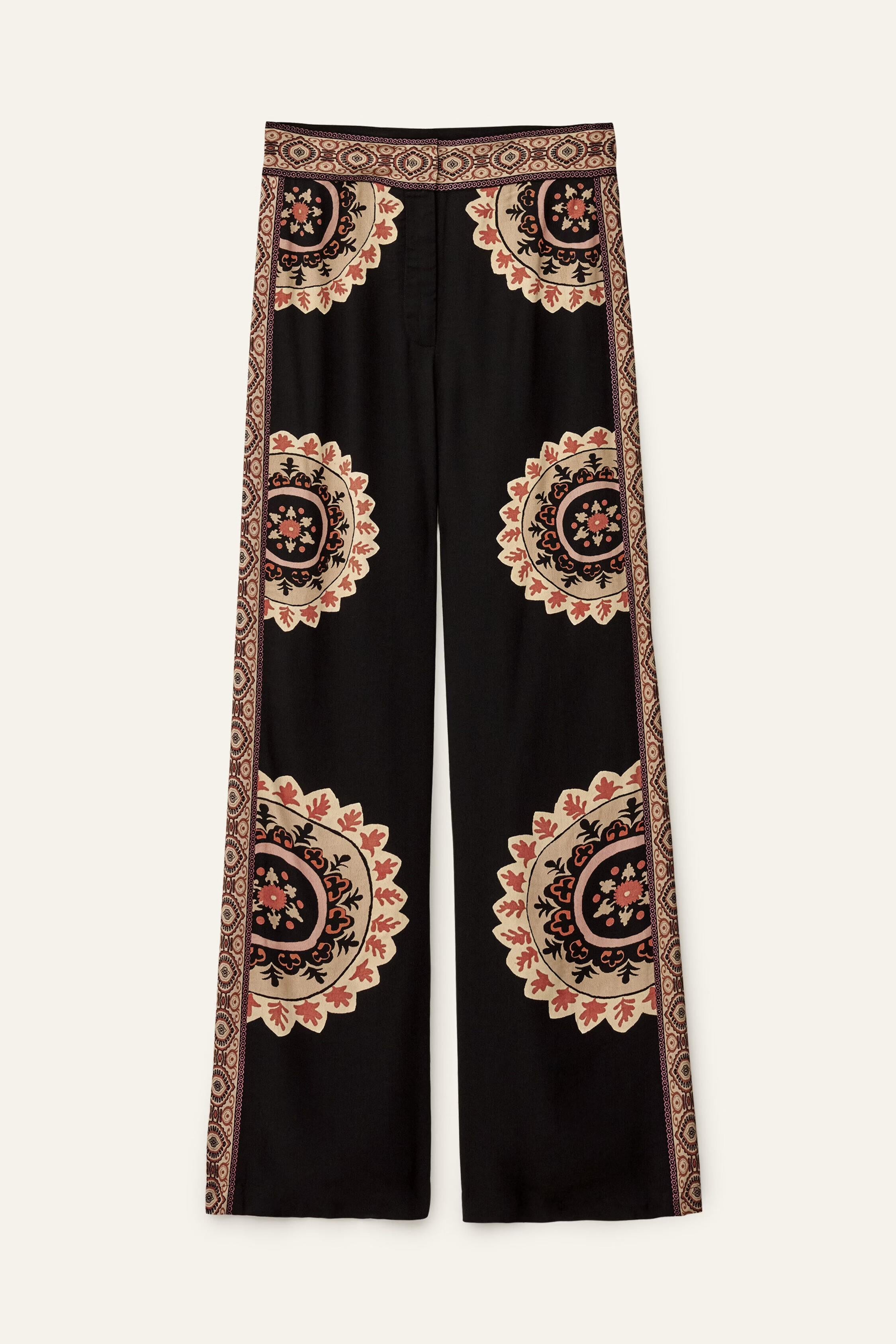 Patterned Flared Pants Valla Gray