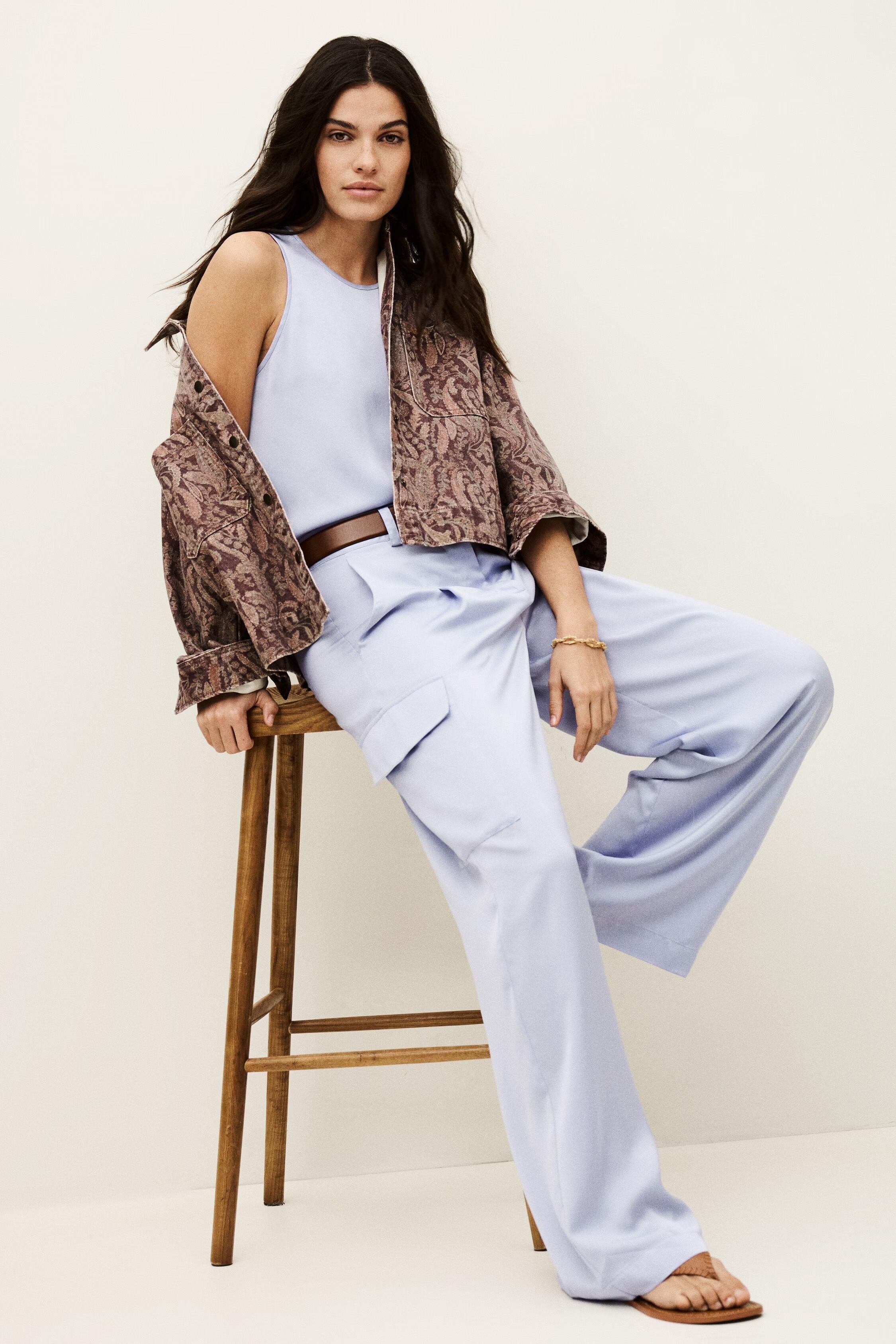 Wide-Leg Cargo Pants Cary Purple