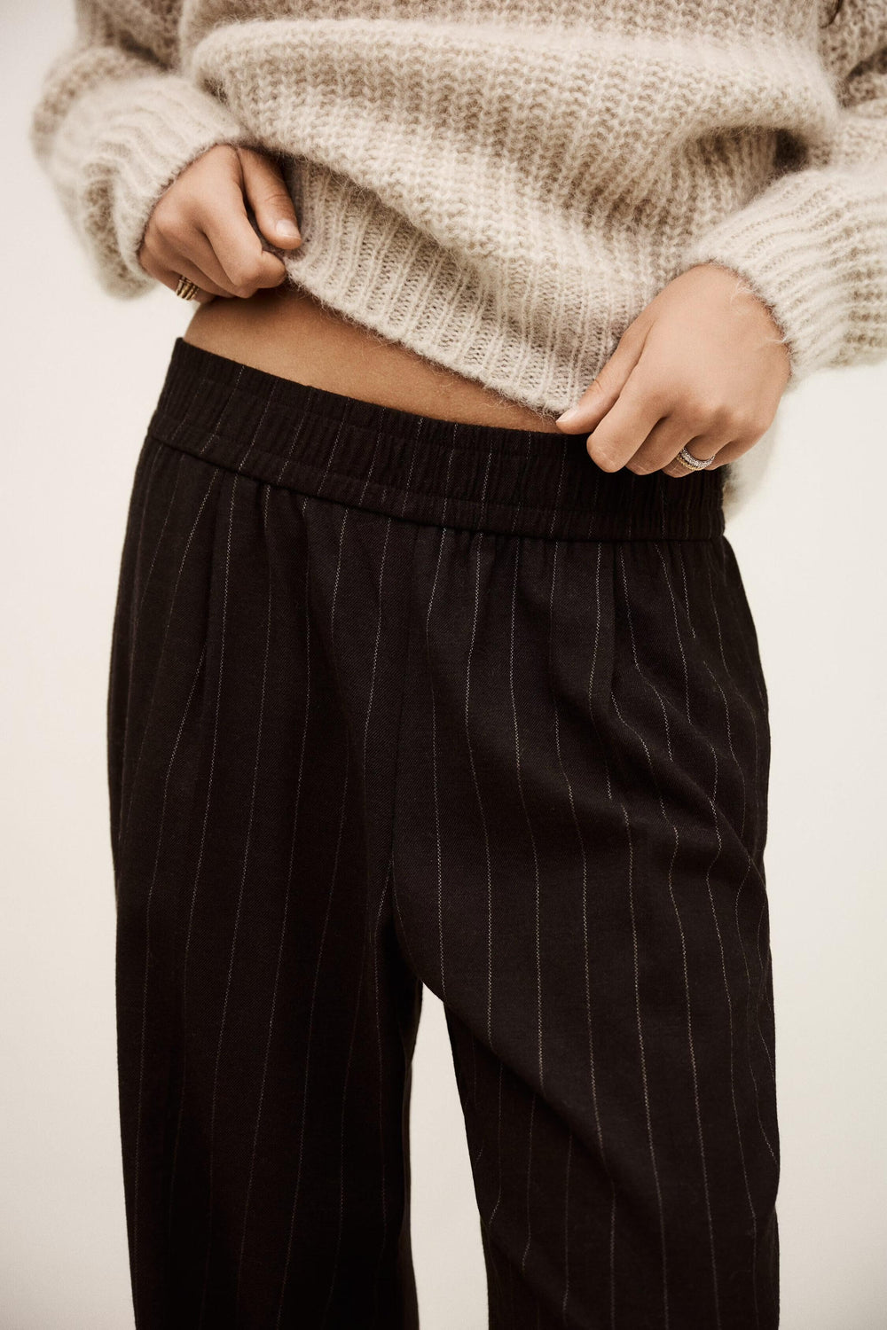 Elastic Waist Pants Handrew Brown