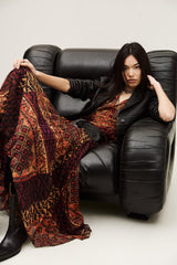 Patterned Midi Skirt Olgia Red