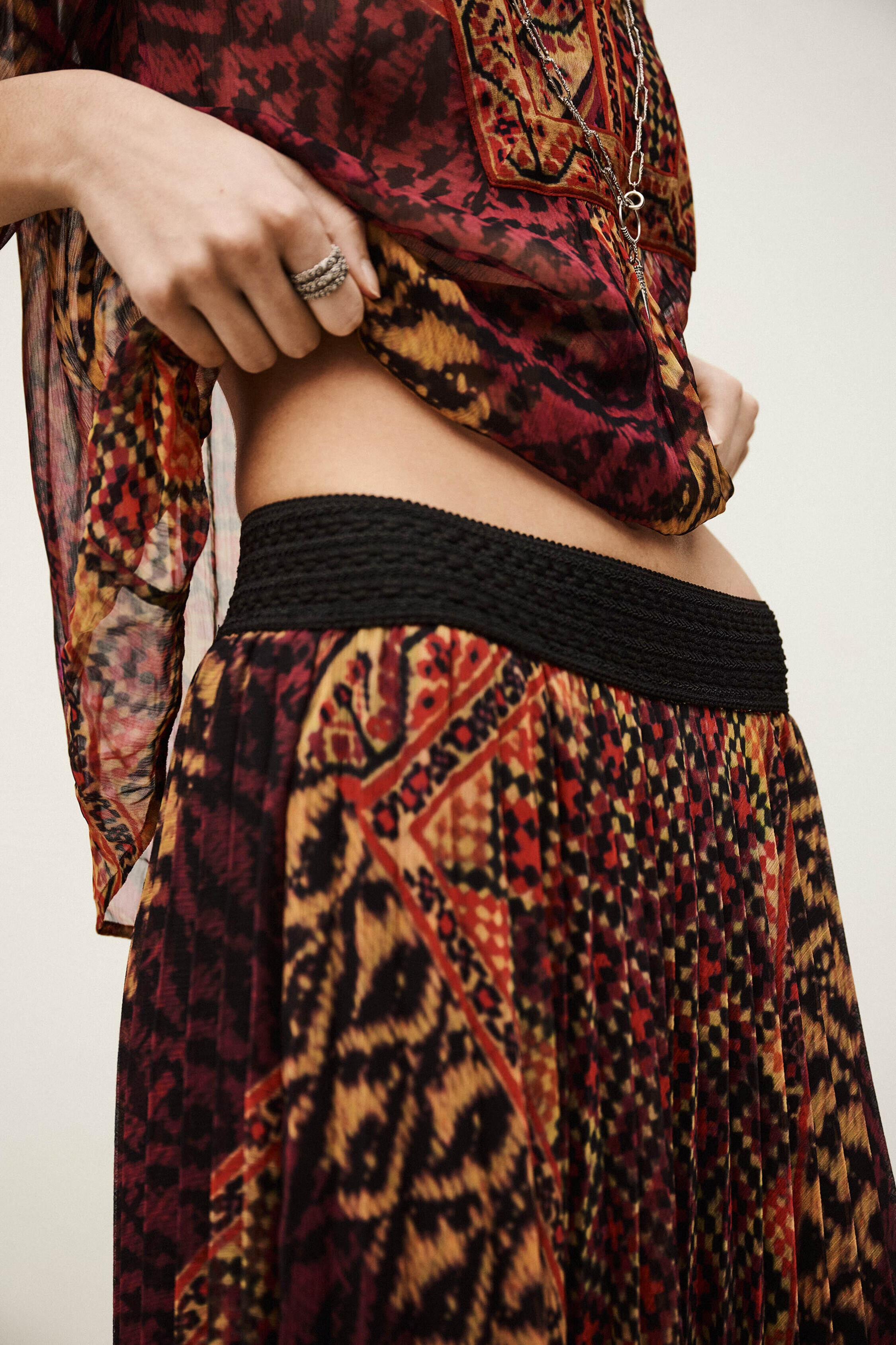 Patterned Midi Skirt Olgia Red