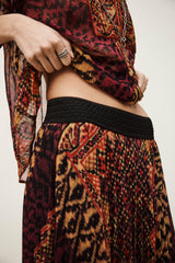Patterned Midi Skirt Olgia Red