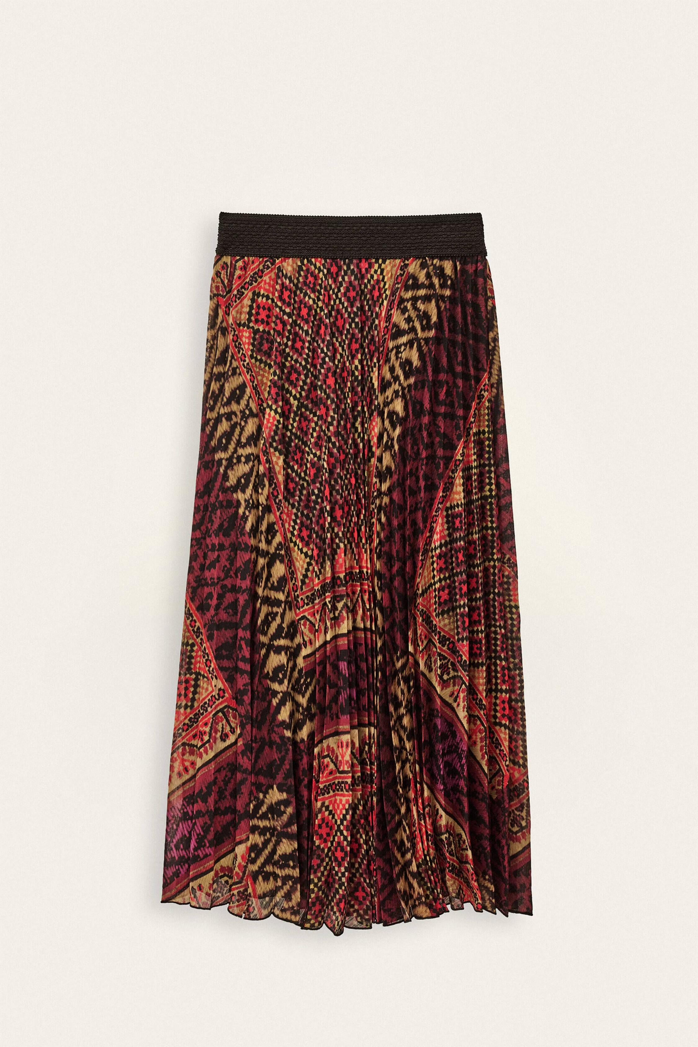 Patterned Midi Skirt Olgia Red