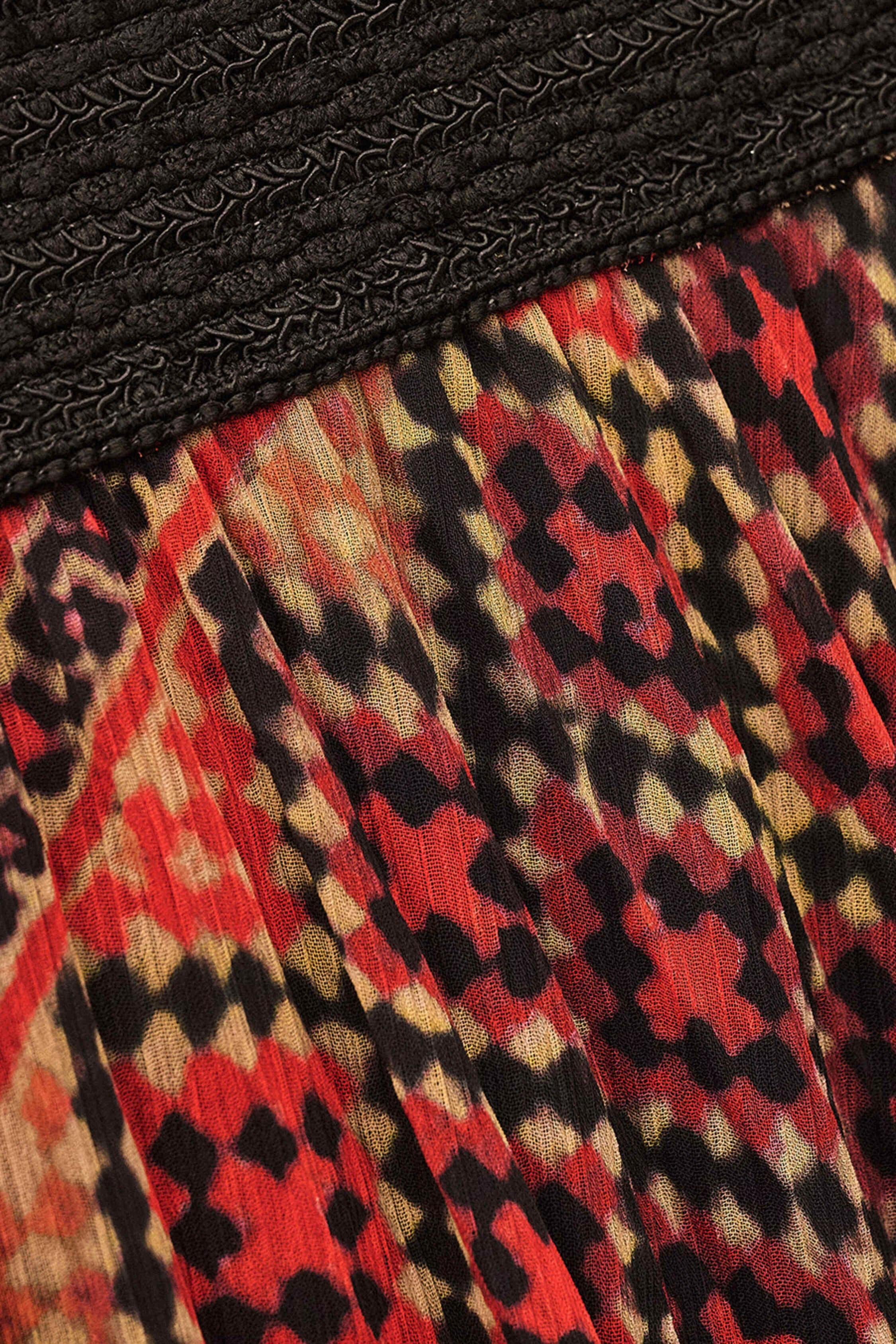 Patterned Midi Skirt Olgia Red