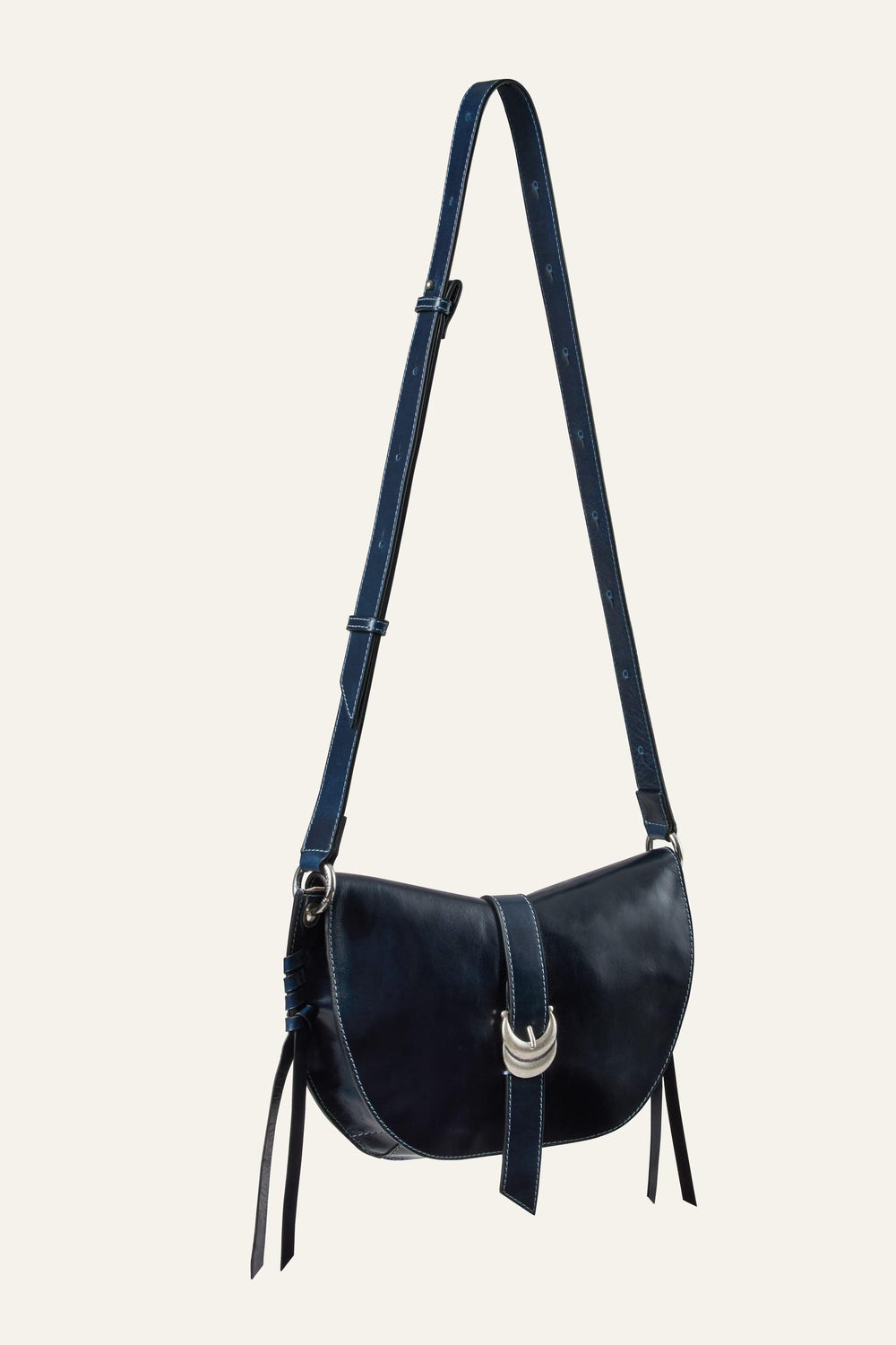Leather Saddle Bag Youyou Blue