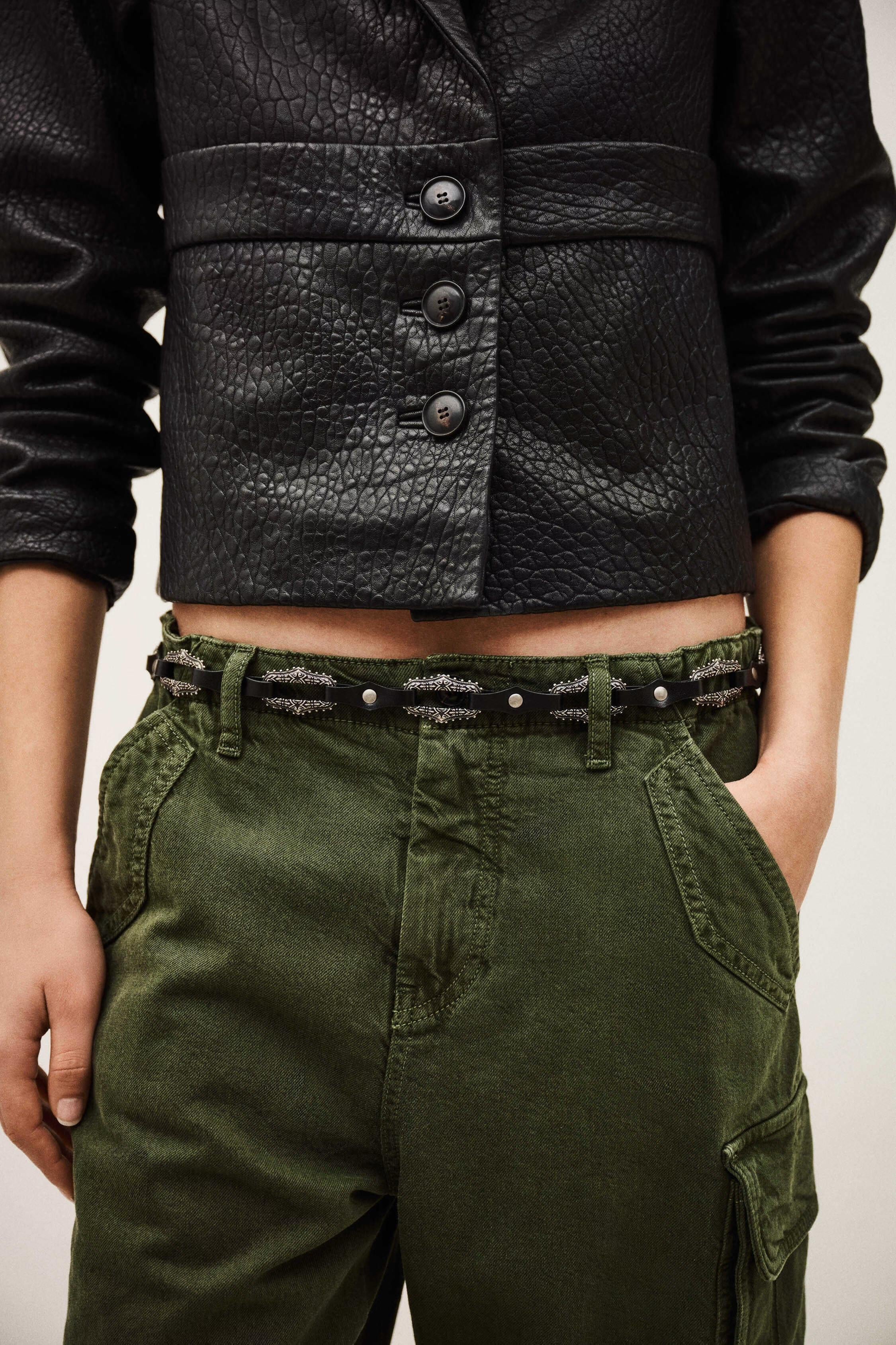 Leather Statement Belt Baptiste Black