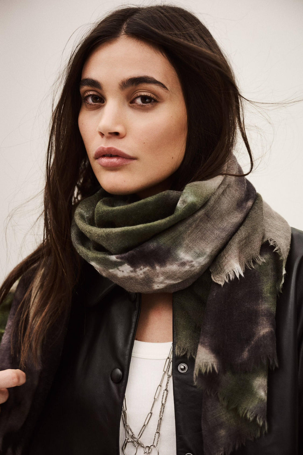 Wool And Silk Scarf Sofia Green