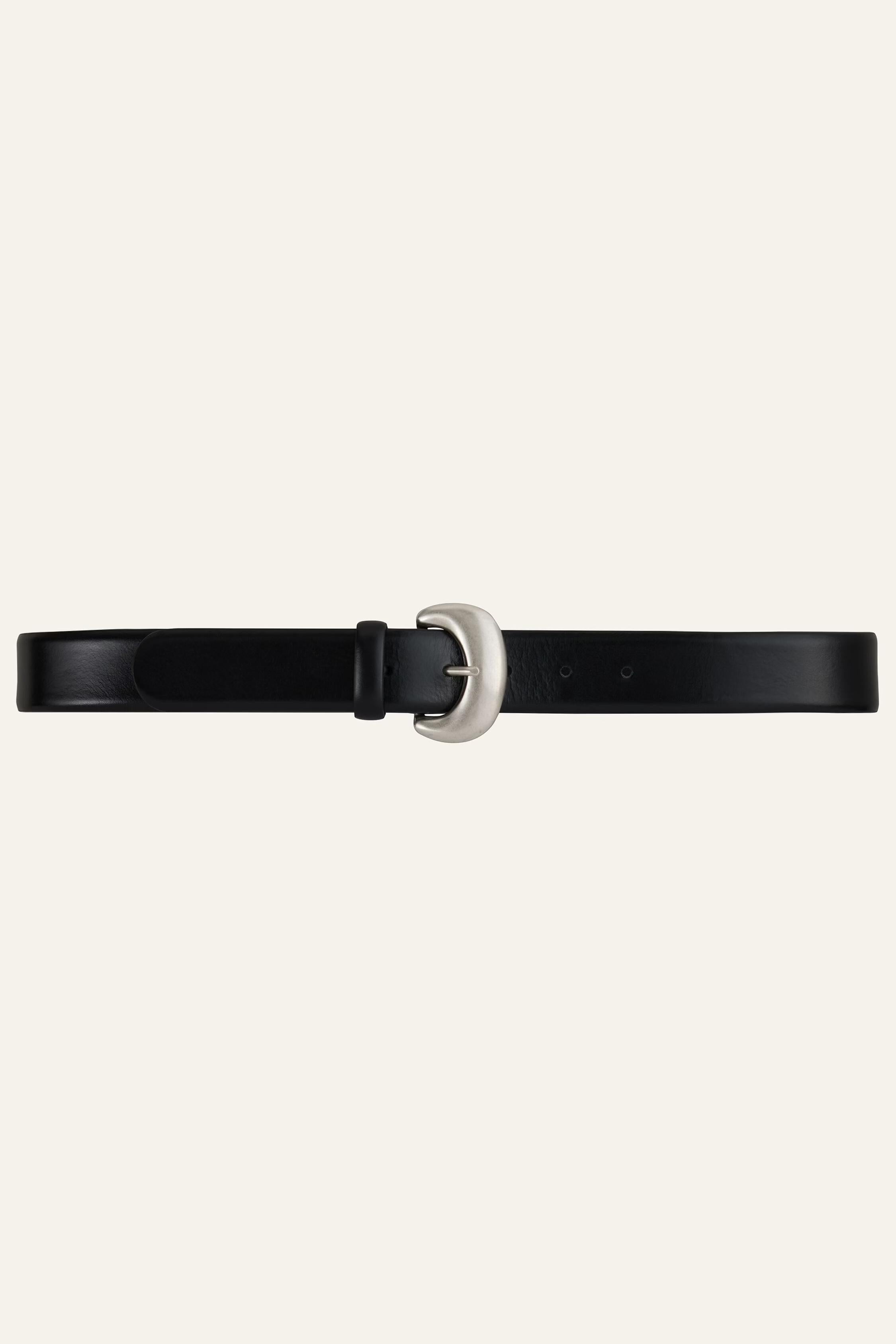Leather Belt Brad Black