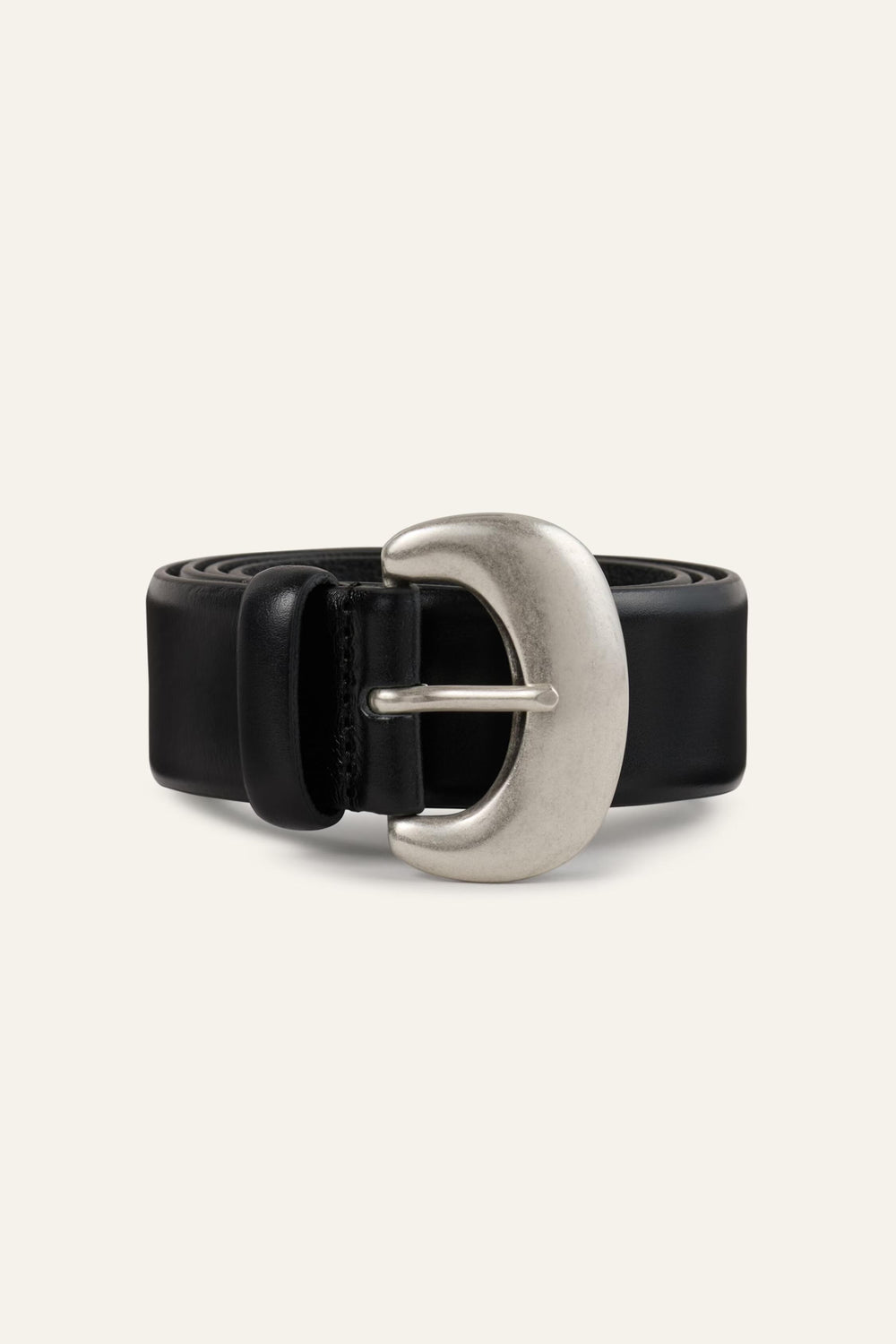 Leather Belt Brad Black