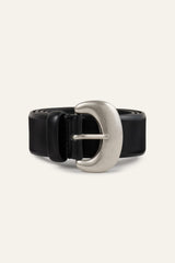 Leather Belt Brad Black
