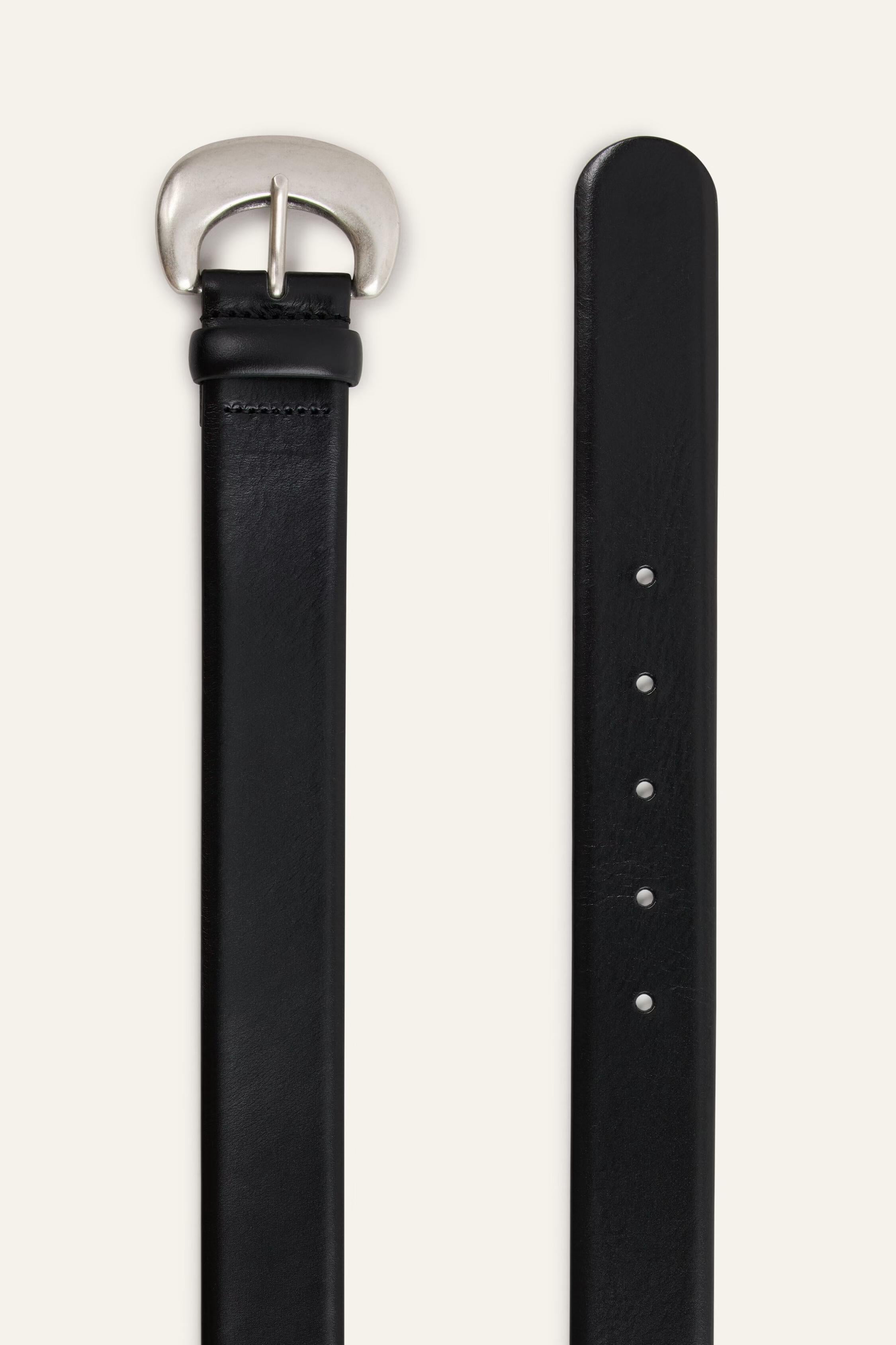 Leather Belt Brad Black