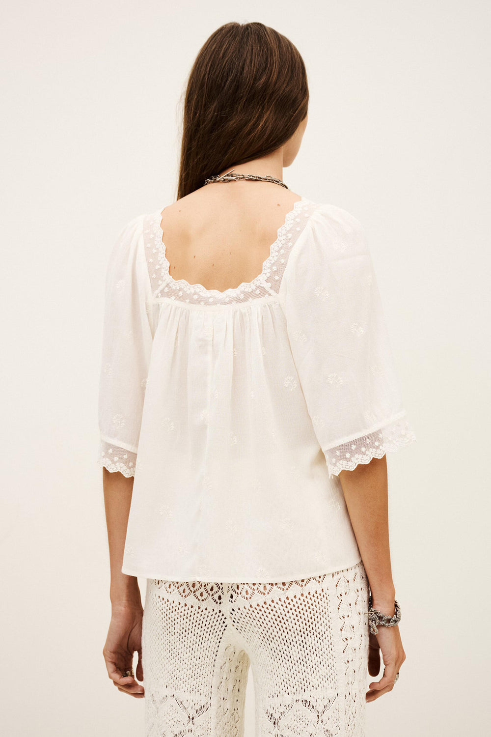 Embroidered Lace Top Parly Off-White
