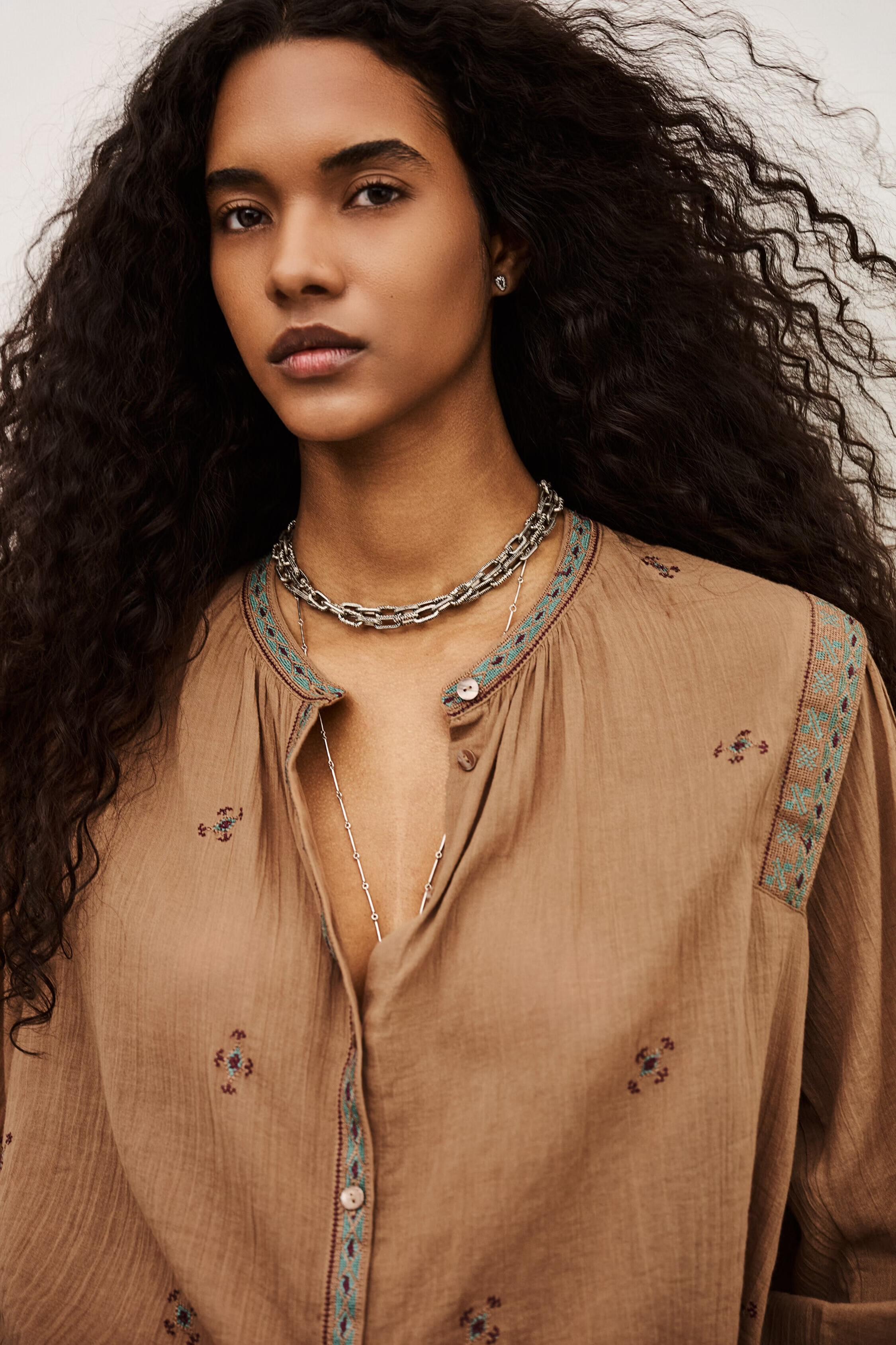 Embroidered Shirt Dalila Beige
