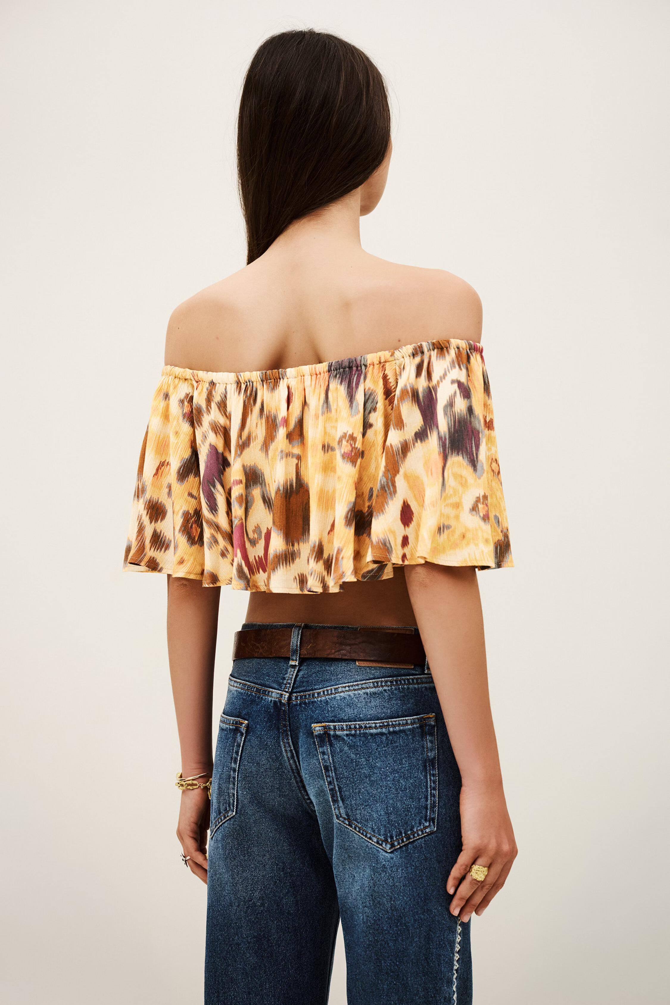 Strapless Ruffled Top Manthea Yellow