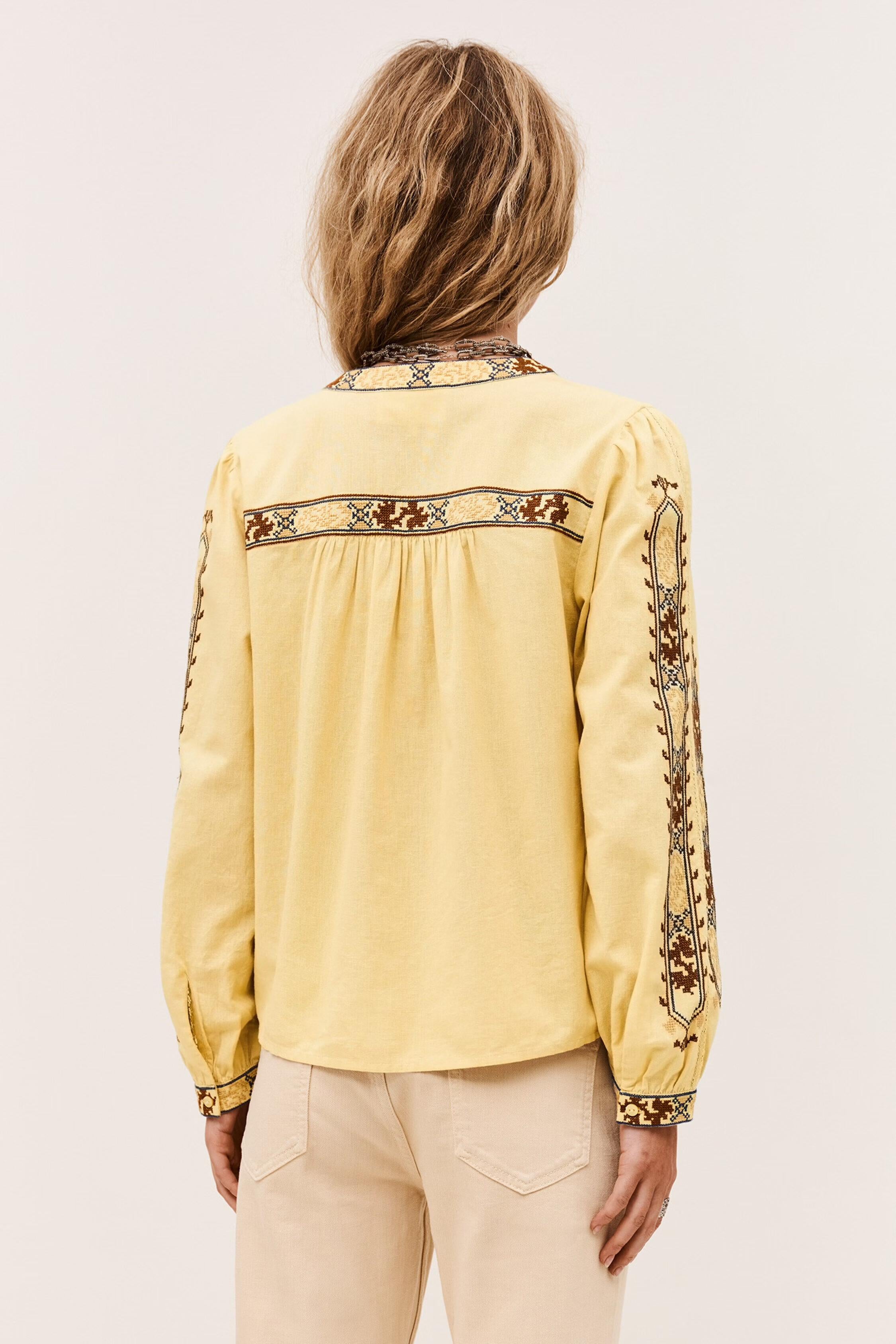 Embroidered Blouse, Sleeves Faustina Yellow