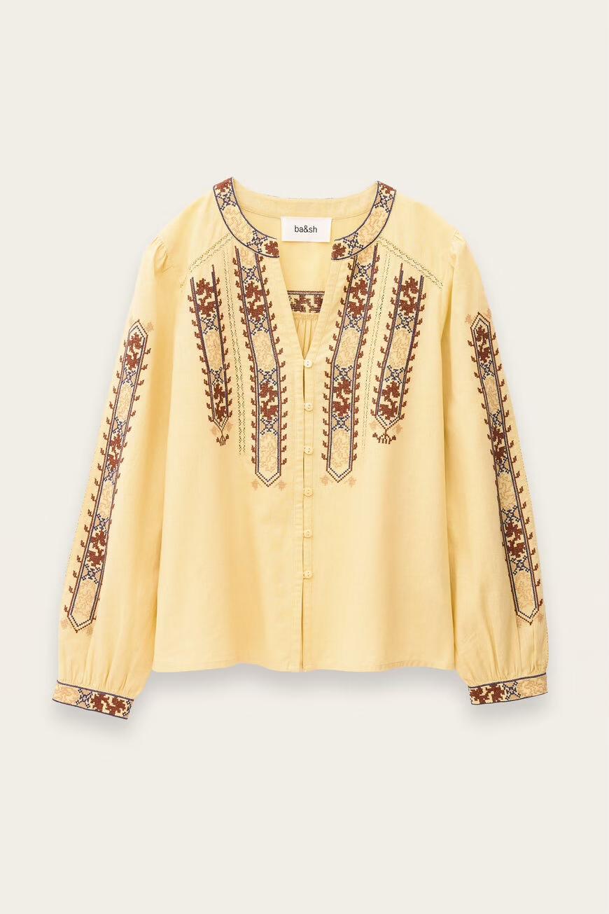 Embroidered Blouse, Sleeves Faustina Yellow