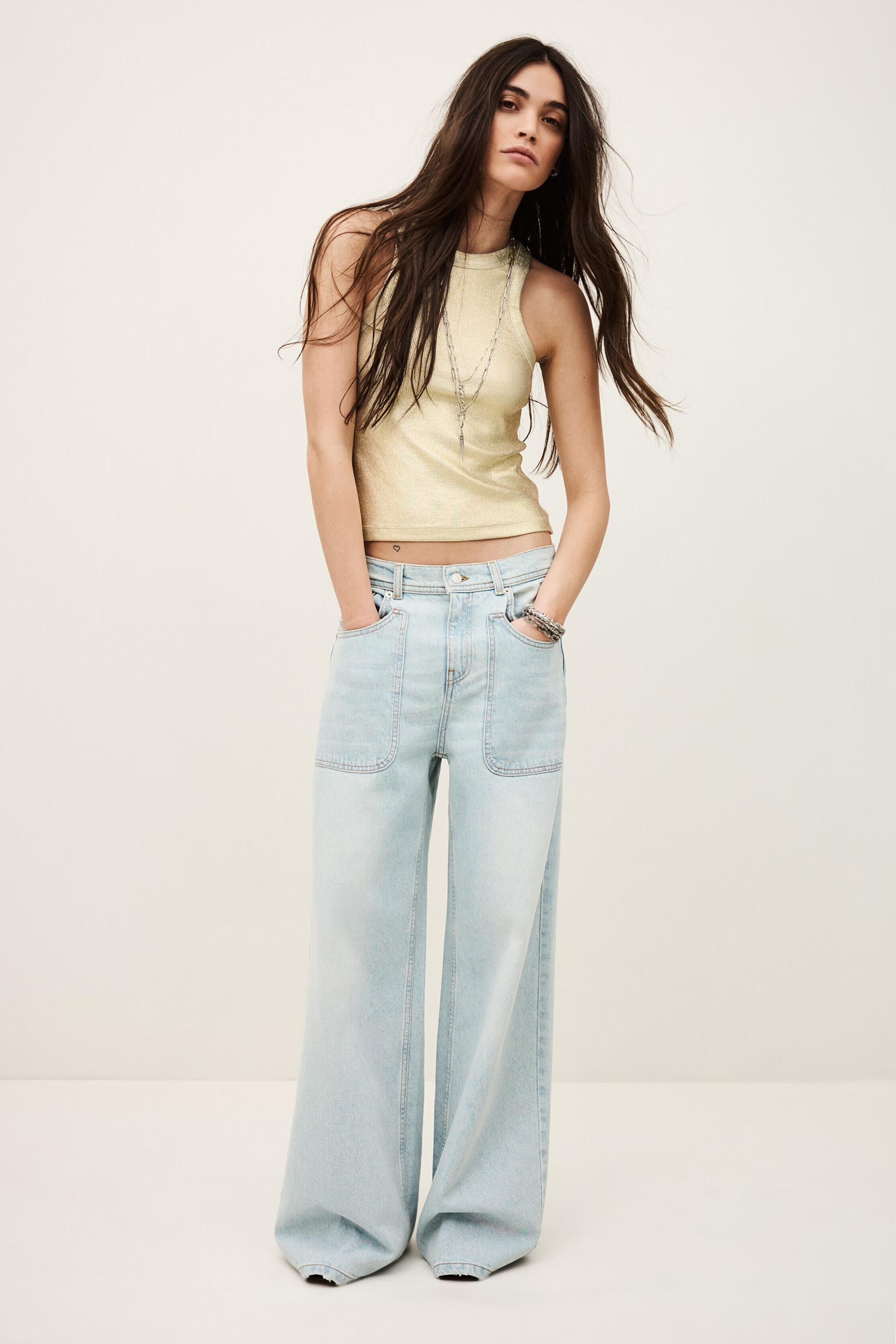 Ribbed Lurex Effect Tank Top Shadey Gold