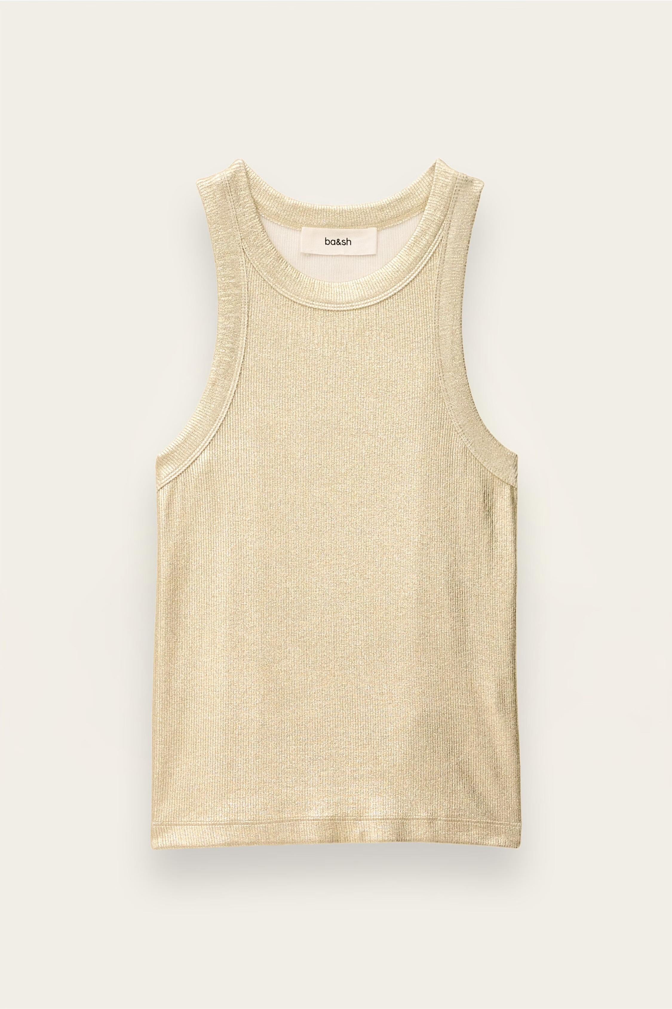 Ribbed Lurex Effect Tank Top Shadey Gold