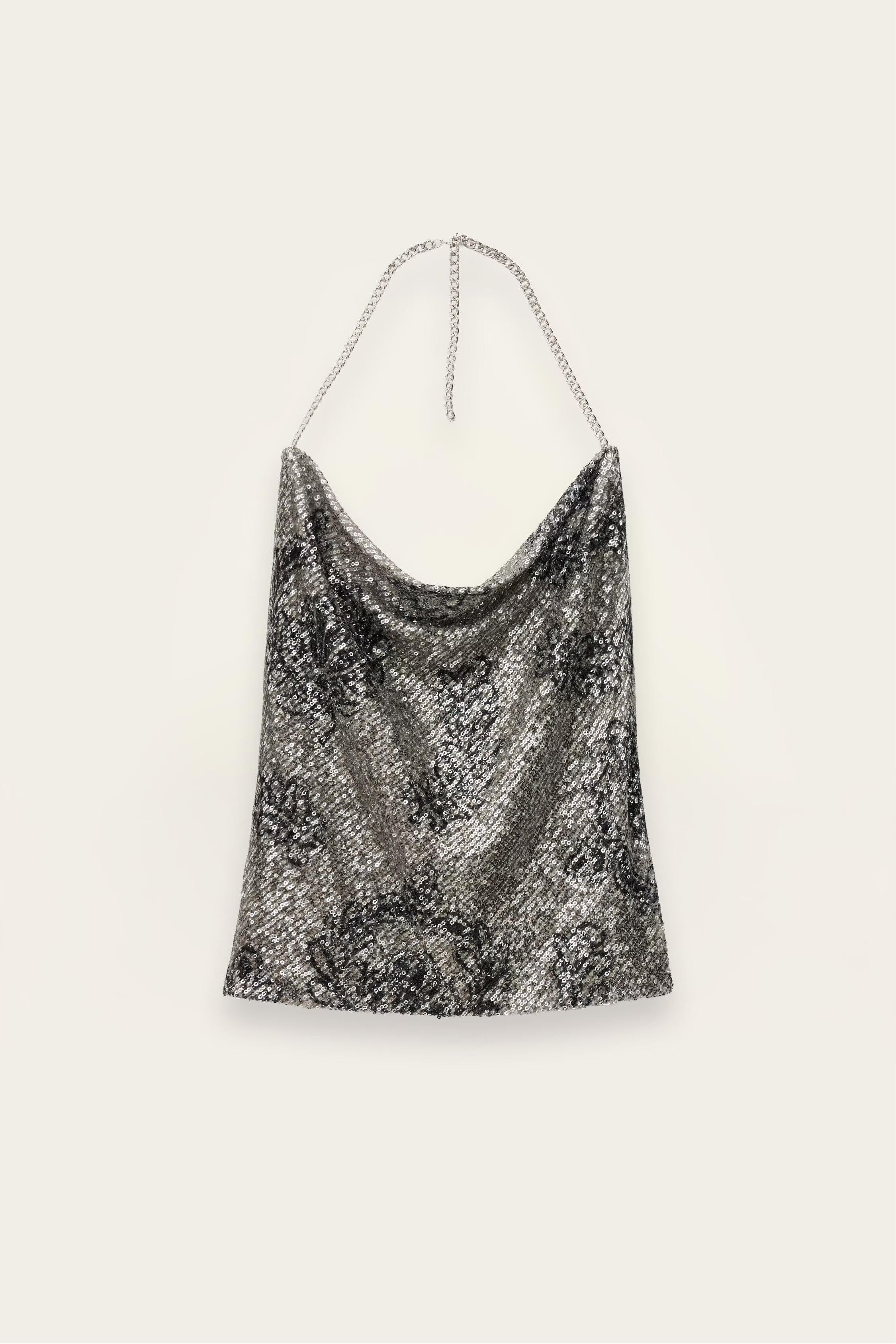 Sequined Scoop-Neck Top Simona Black