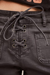 High-Waisted Denim Shorts Reno Gray