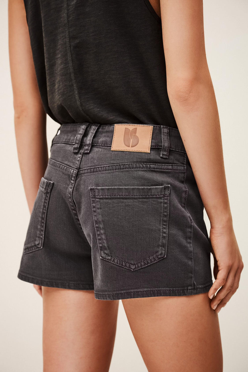 High-Waisted Denim Shorts Reno Gray