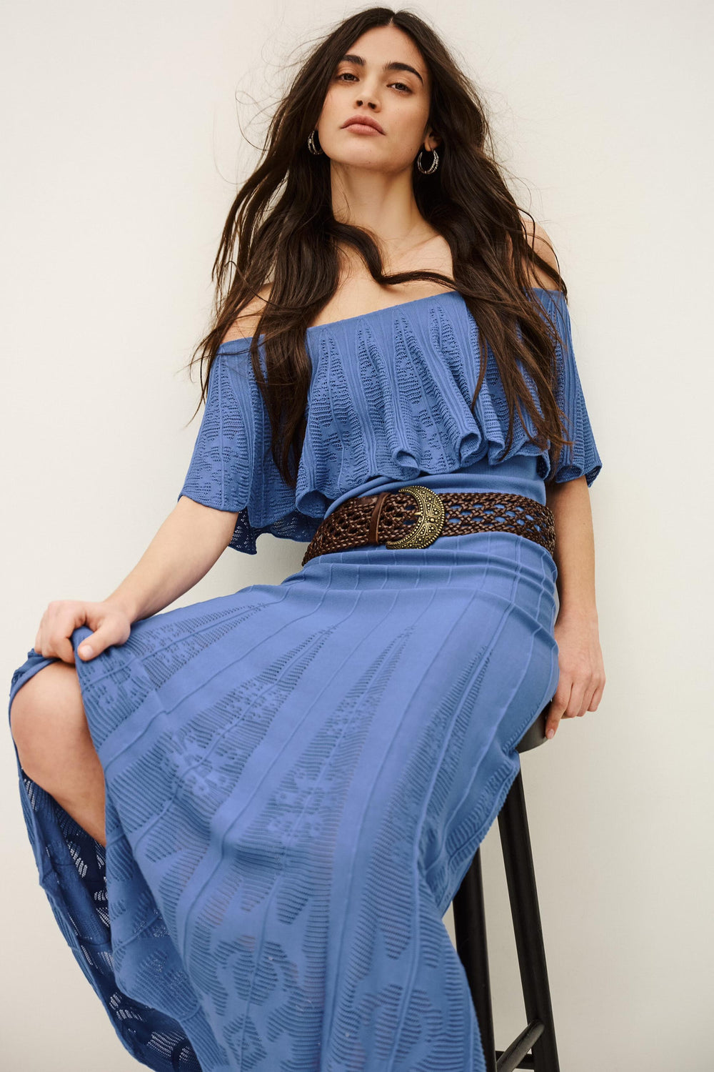 Knit Maxi Skirt Serta Blue