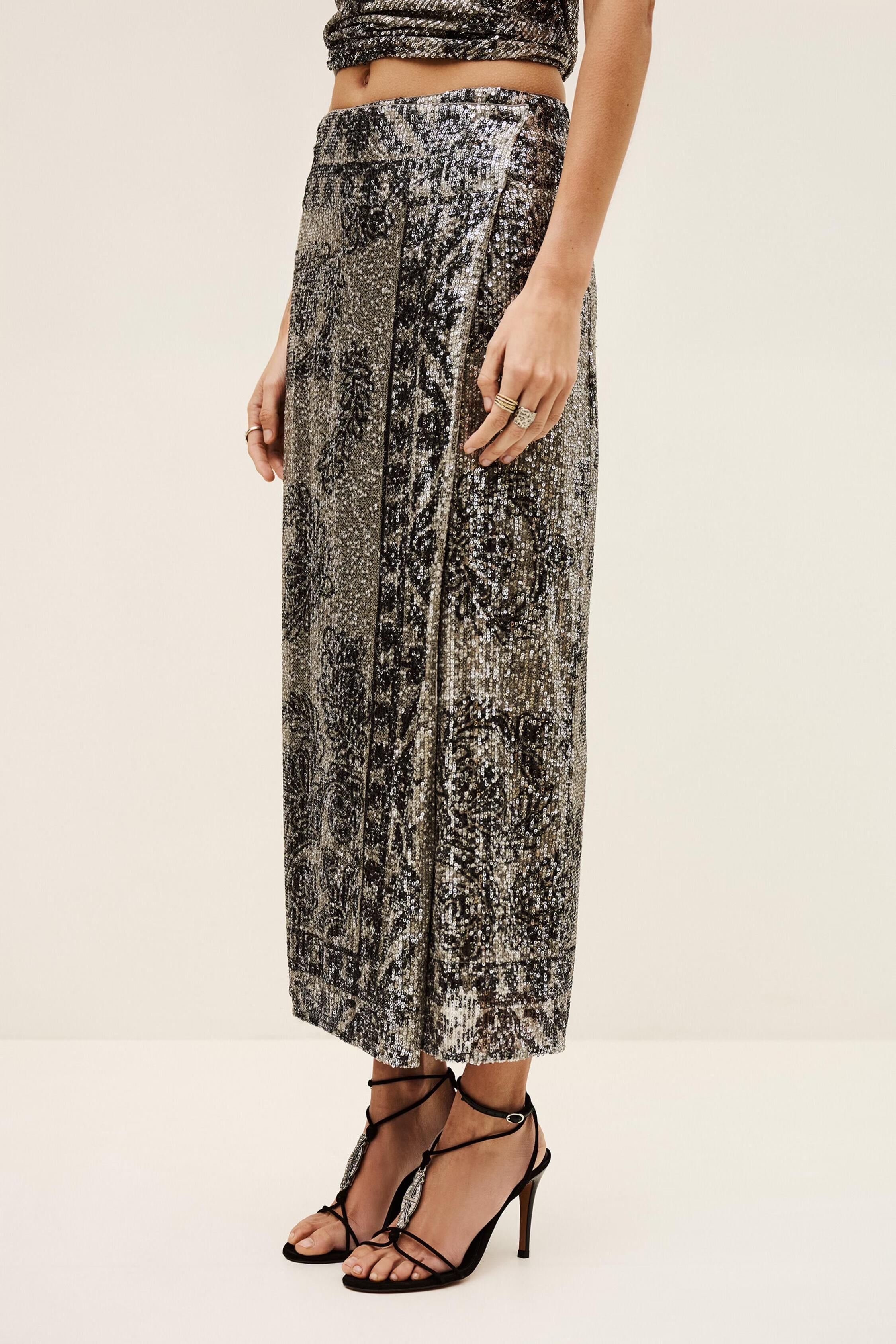 Patterned Maxi Skirt Silvia Black