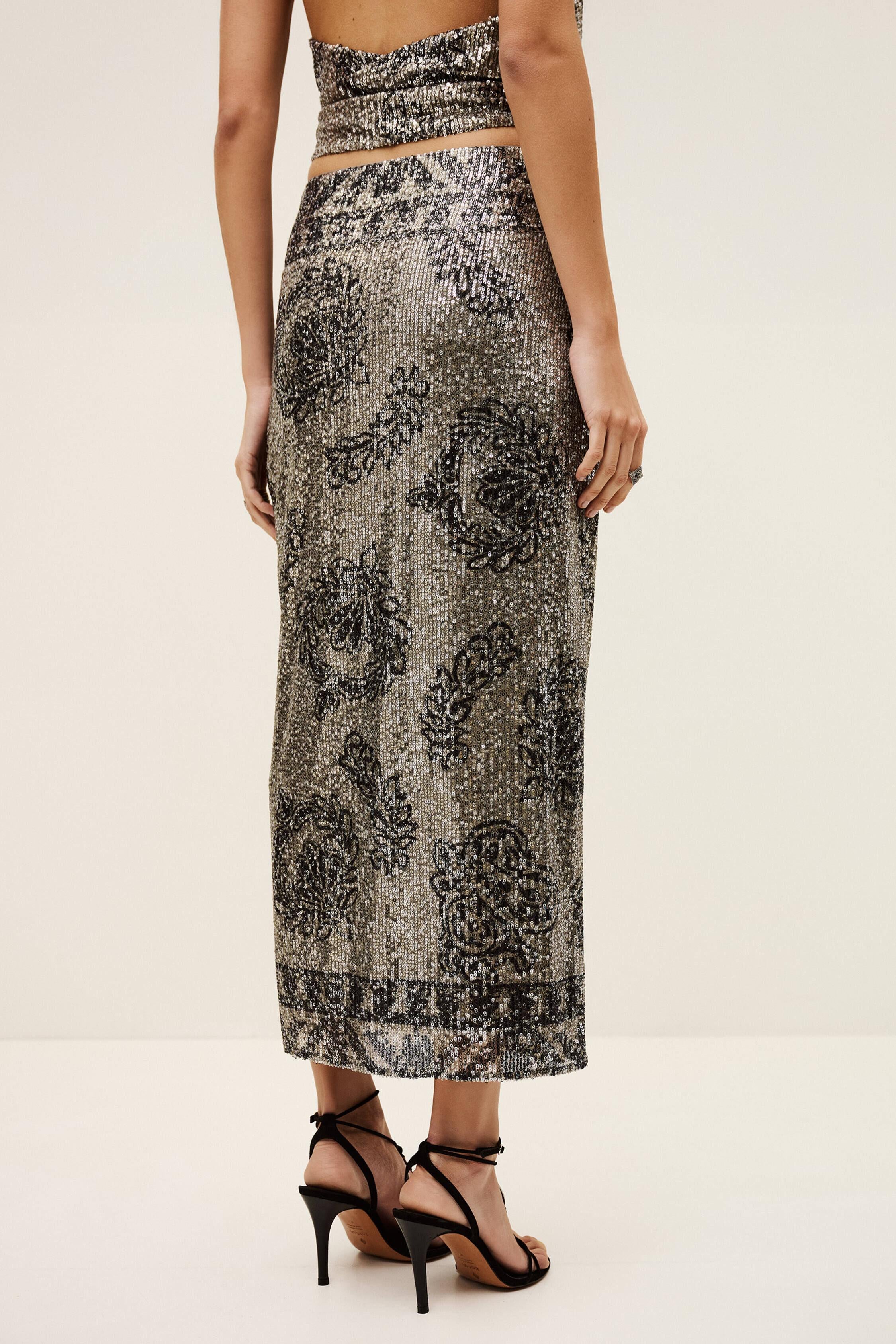 Patterned Maxi Skirt Silvia Black