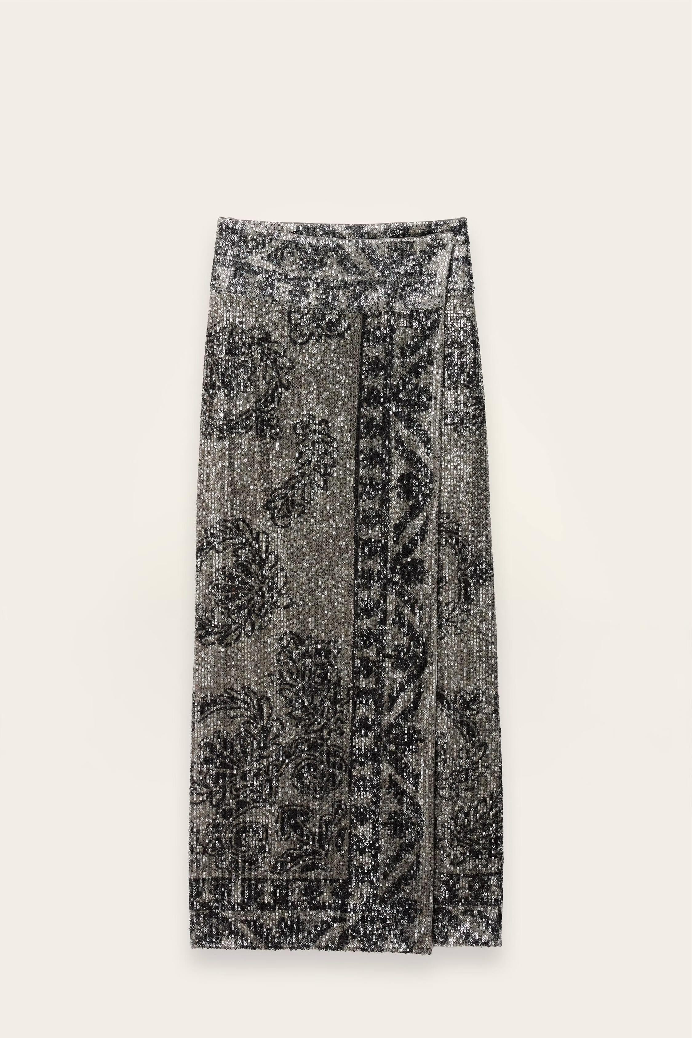 Patterned Maxi Skirt Silvia Black