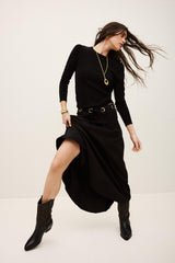 Waisted Midi Skirt Ponia Black