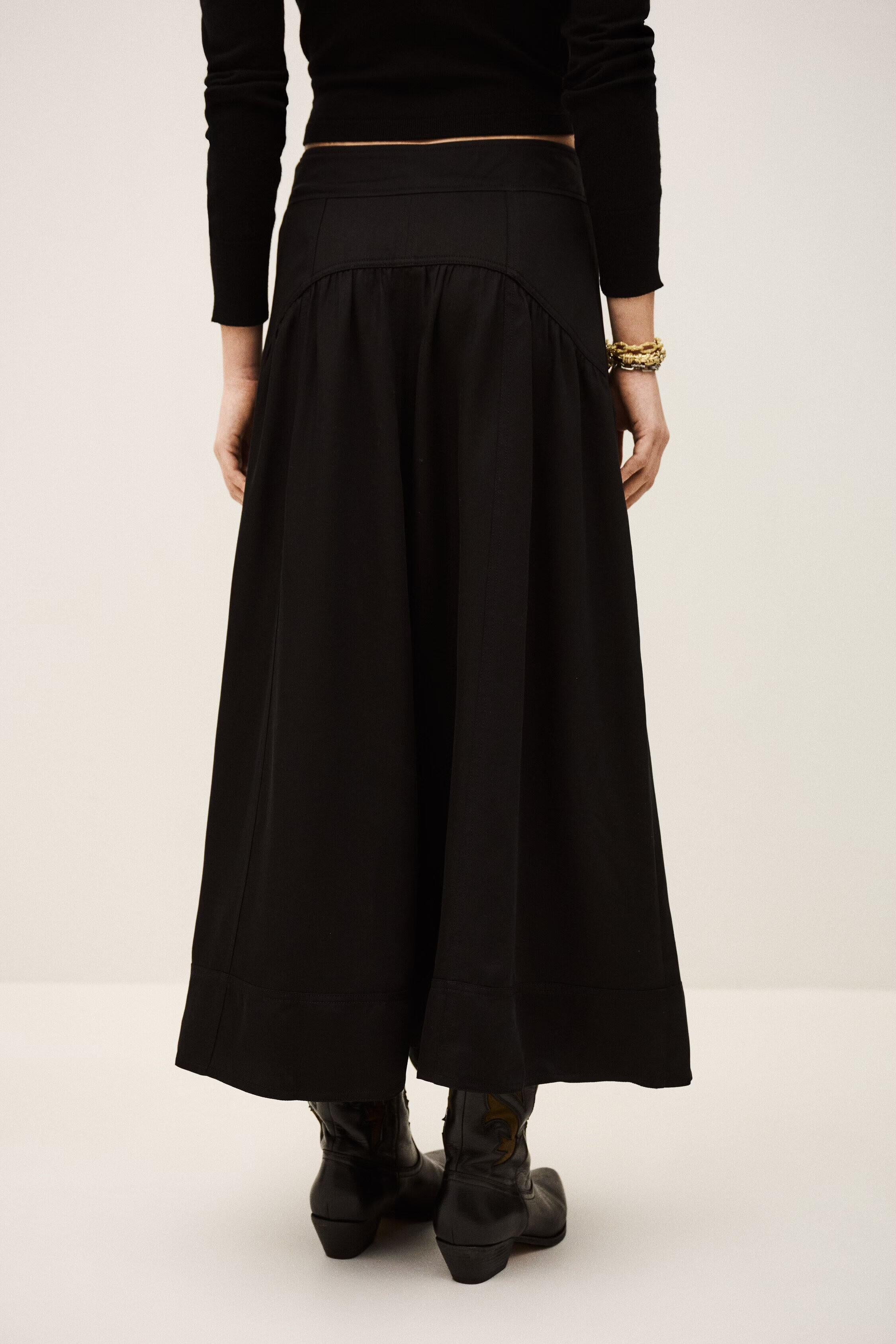 Waisted Midi Skirt Ponia Black